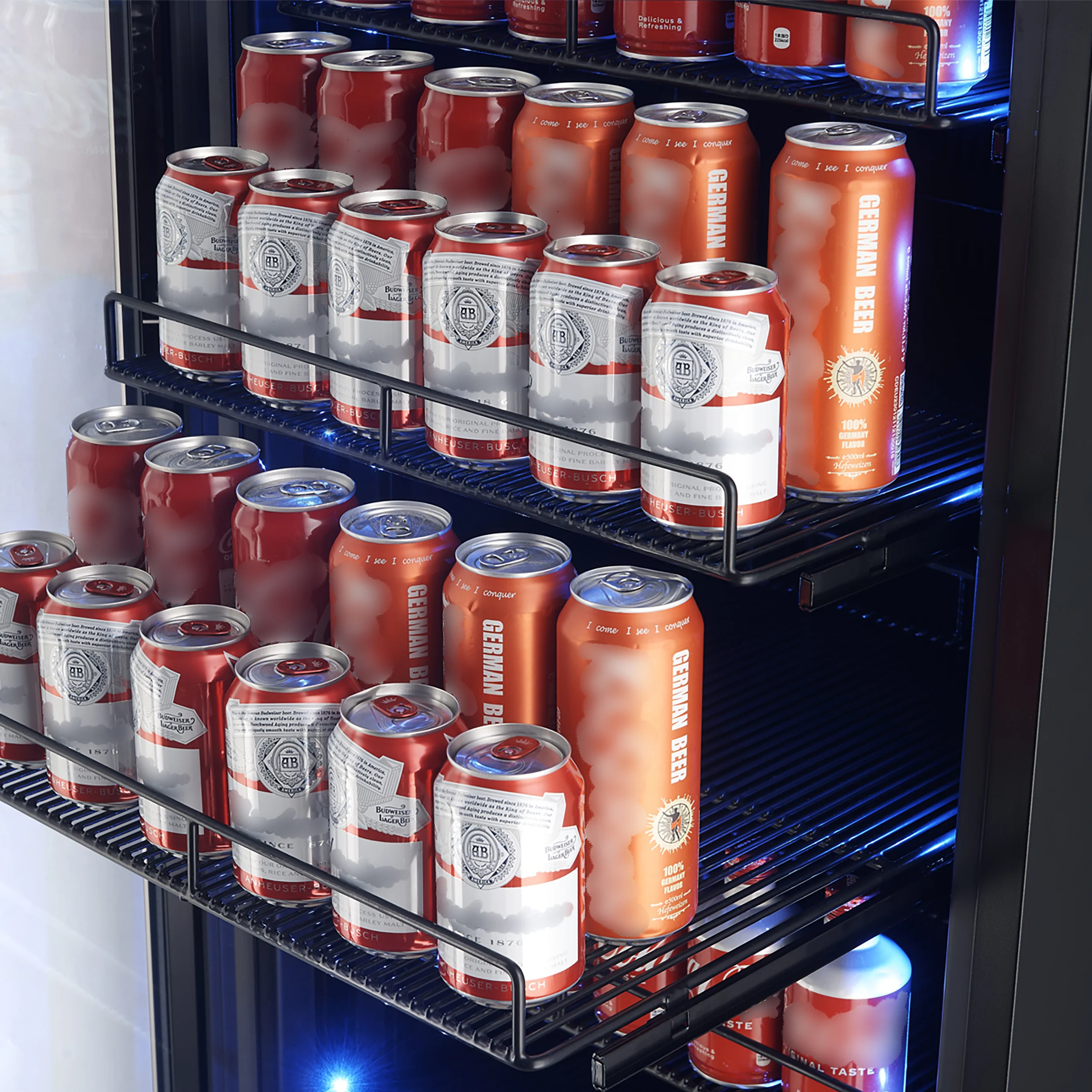 Avellina 48-in, 31.8 cu.ft. triple zone side-by-side Wine/Beverage cooler, 427 cans & 94 Wine bottles, Blue LED lights - Image 3