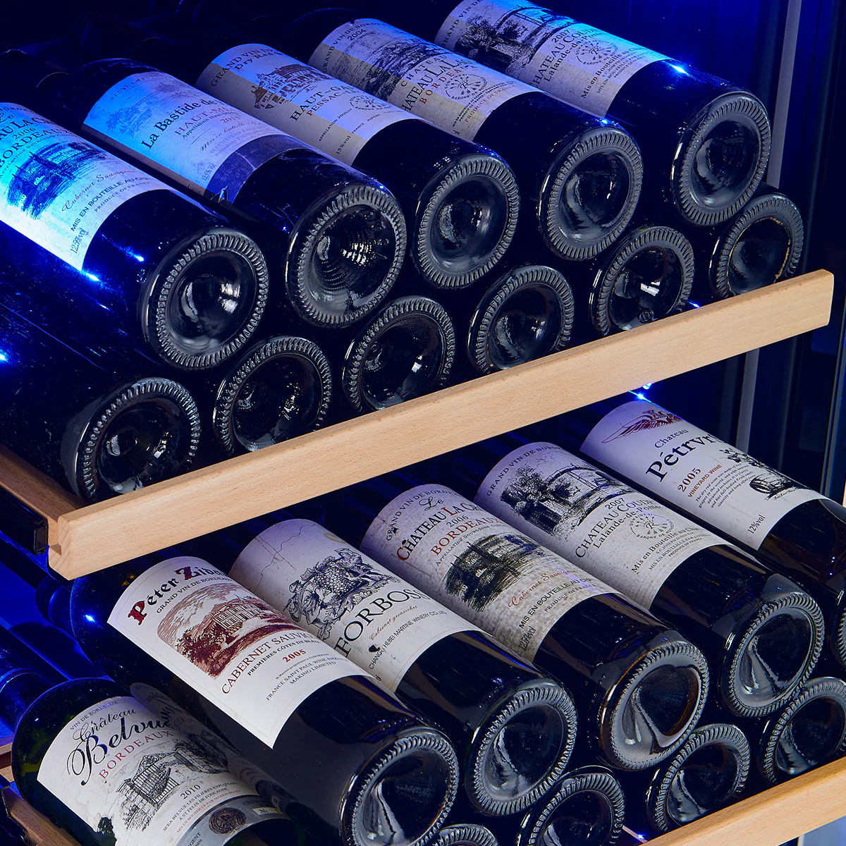 Avellina 48-in, 31.8 cu.ft. triple zone side-by-side Wine/Beverage cooler, 427 cans & 94 Wine bottles, Blue LED lights - Image 6