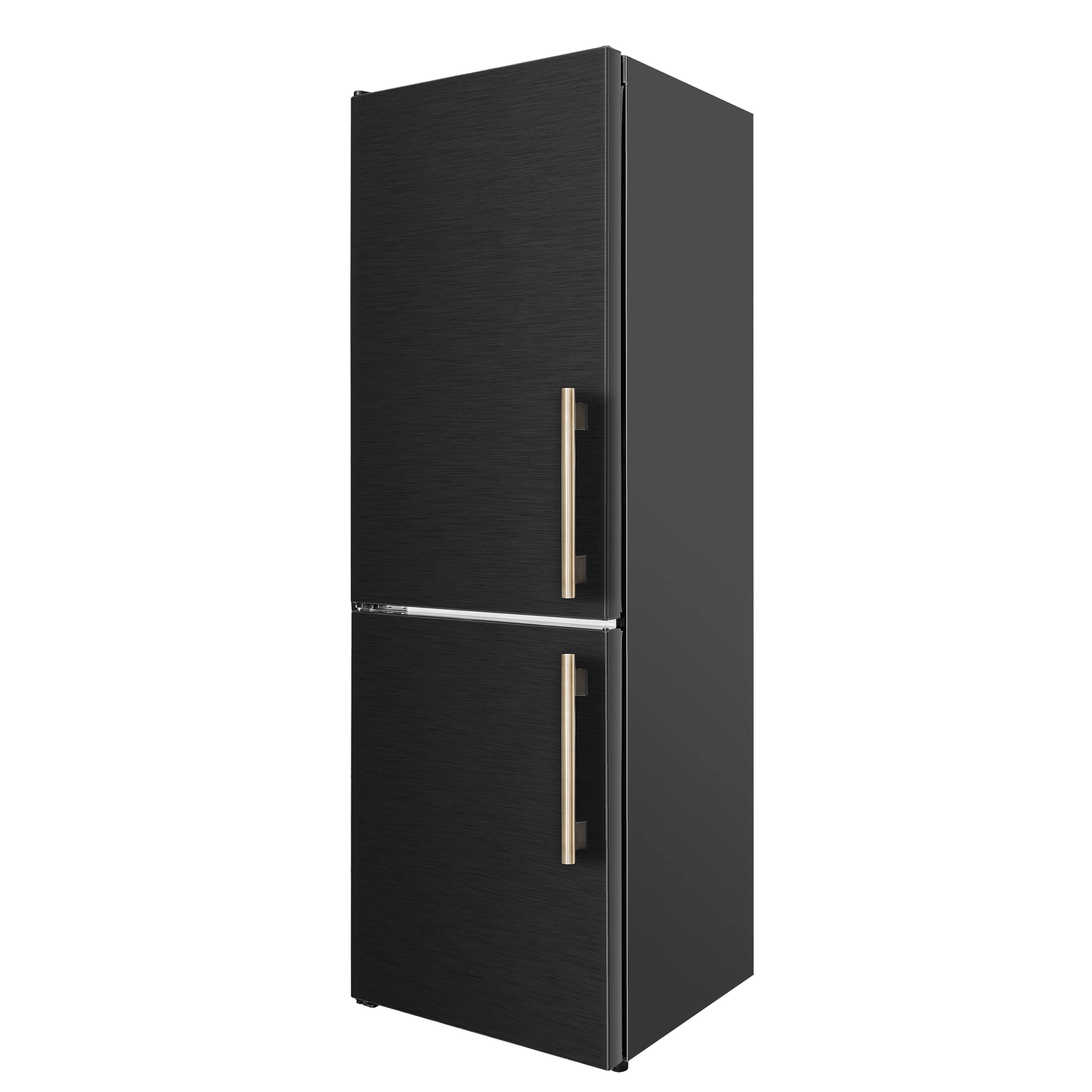 Custodia 24" Bottom Freezer, 10.3 cf., Left Swing, Ice Maker, Total No frost, Black, Antique Brass handles - Image 3