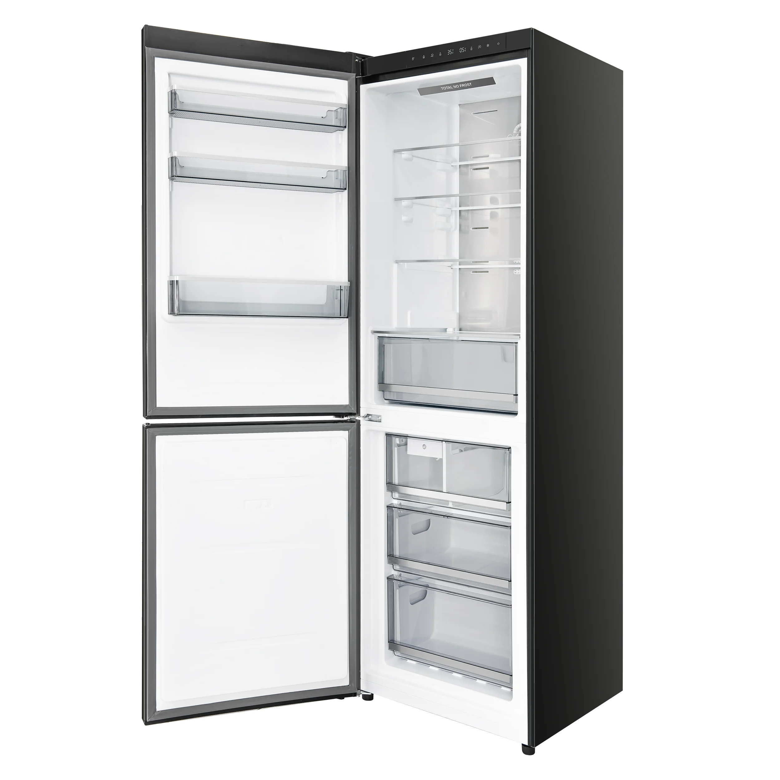 Custodia 24" Bottom Freezer, 10.3 cf., Left Swing, Ice Maker, Total No frost, Black, Antique Brass handles - Image 4