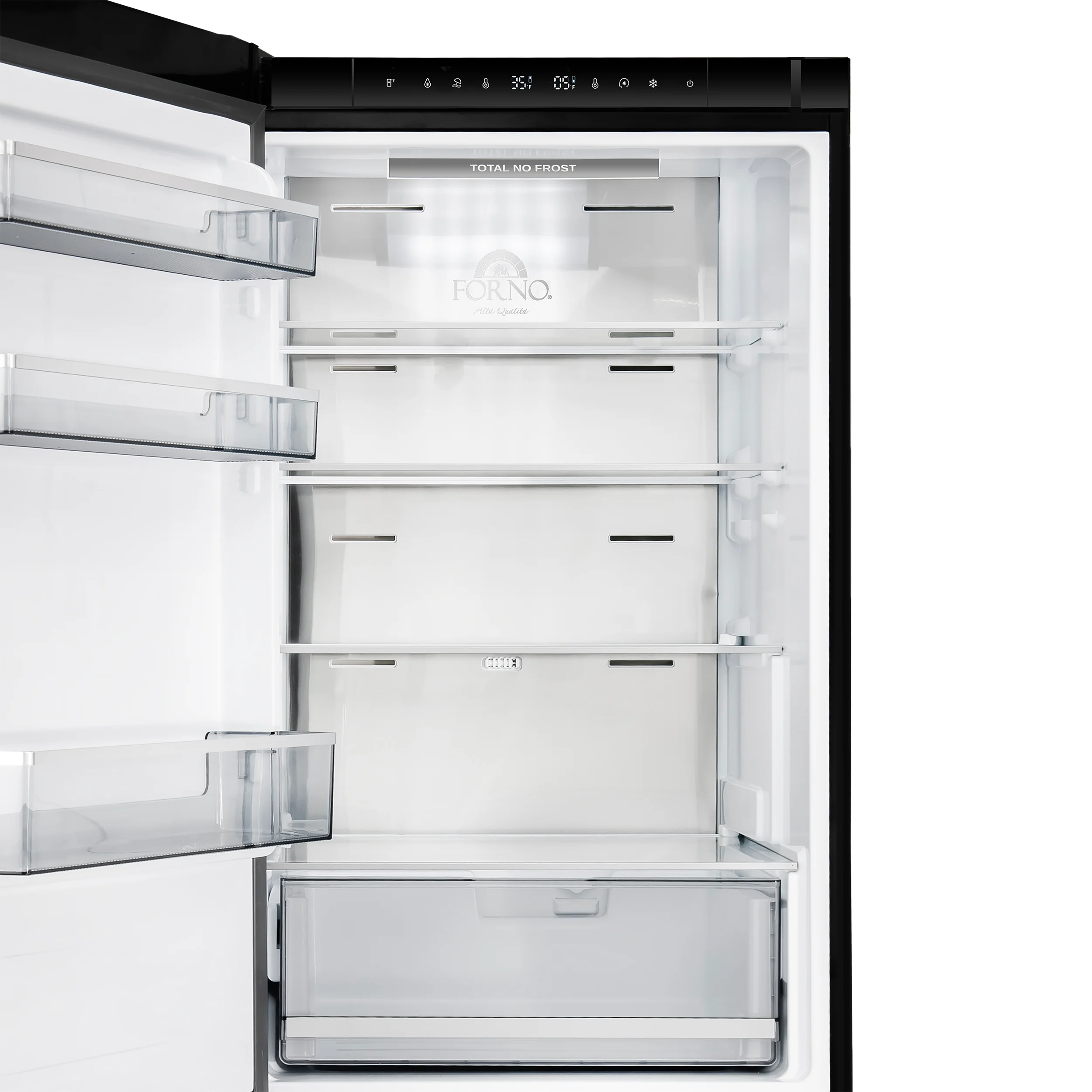 Custodia 24" Bottom Freezer, 10.3 cf., Left Swing, Ice Maker, Total No frost, Black, Antique Brass handles - Image 5
