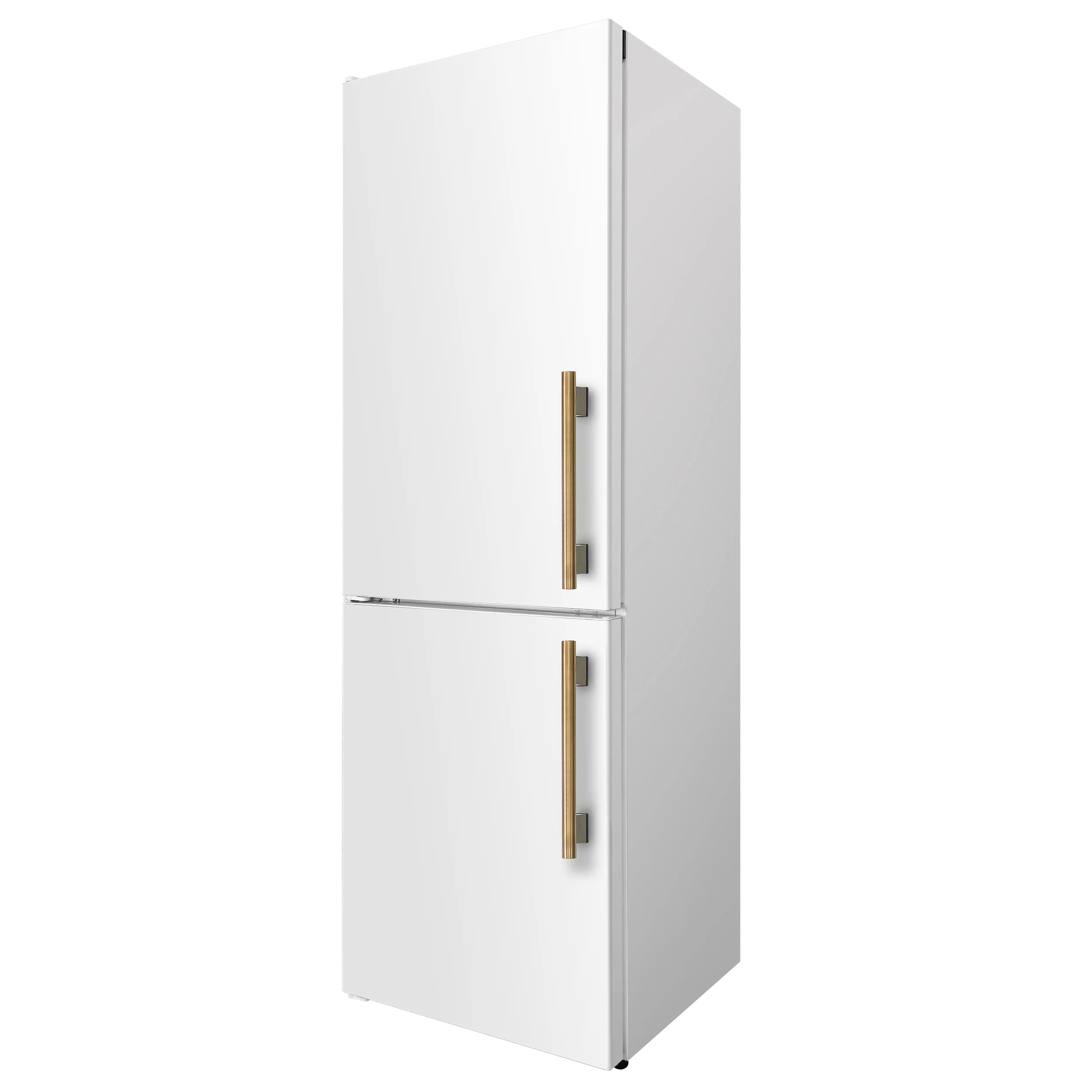 Custodia 24" Bottom Freezer, 10.3 cf., Left Swing, Ice Maker, Total No frost, White, Antique Brass handles - Image 3
