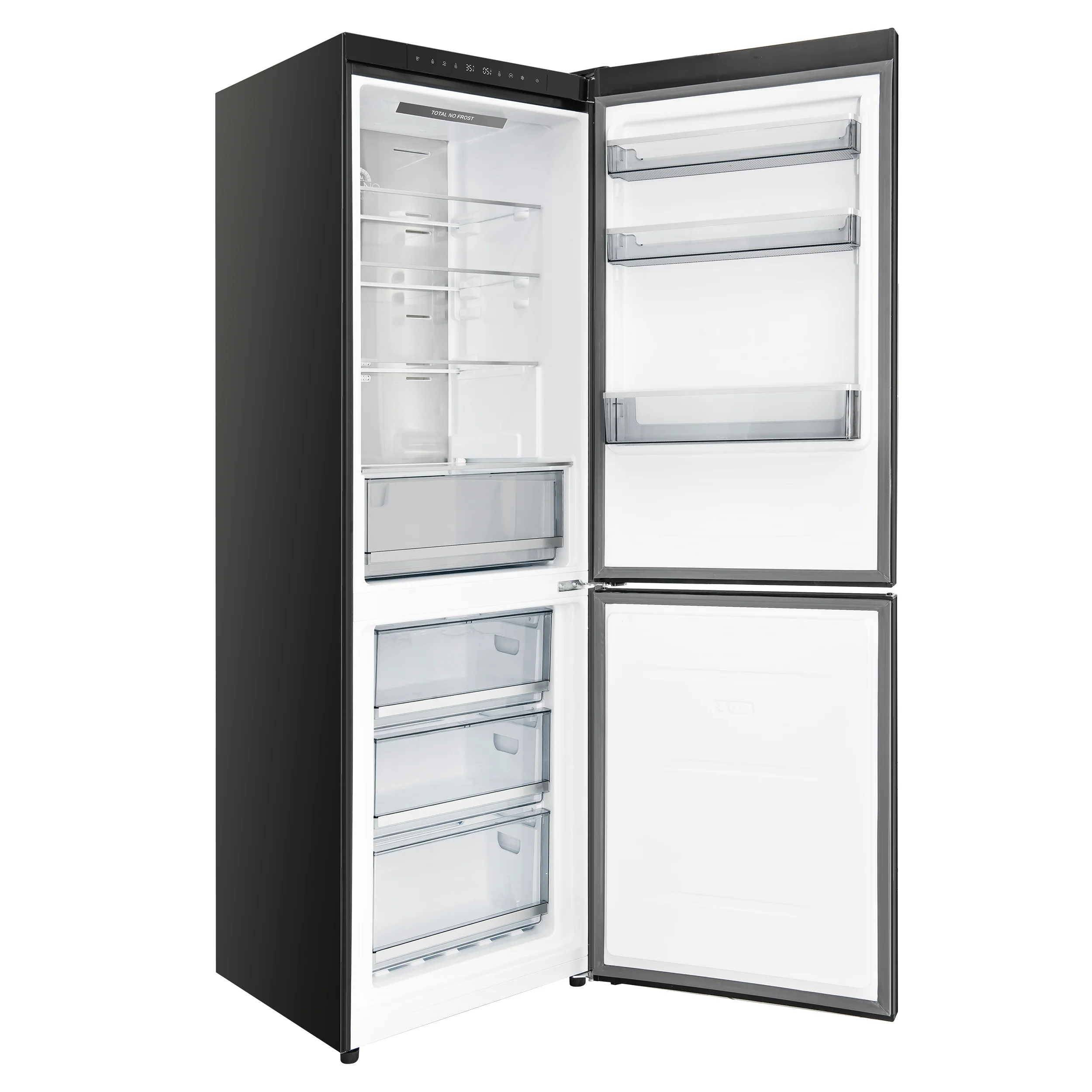 Custodia 24" Bottom Freezer, 10.3 cf., Right Swing, Total No frost, Black, Antique Brass handles - Image 4