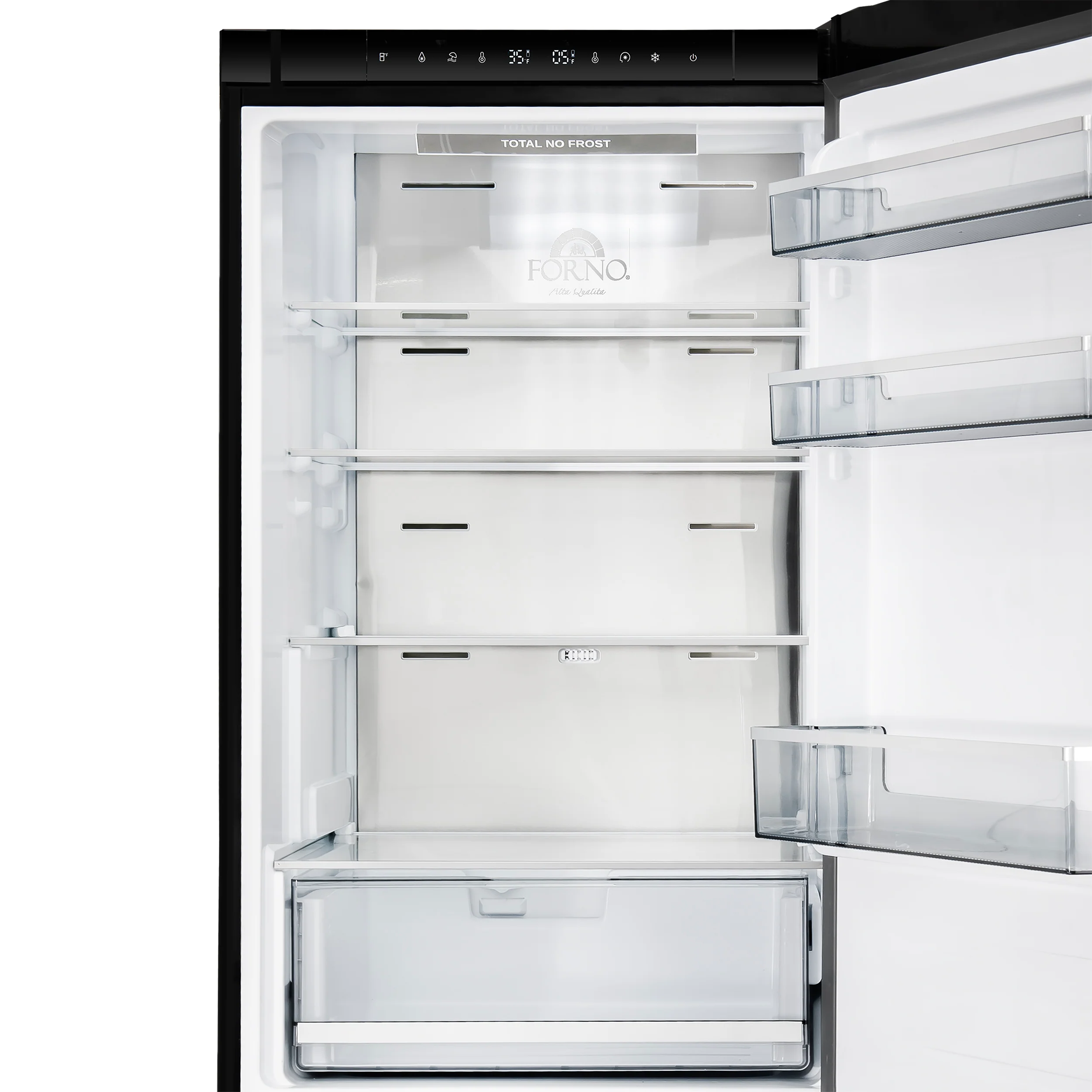Custodia 24" Bottom Freezer, 10.3 cf., Right Swing, Total No frost, Black, Antique Brass handles - Image 5