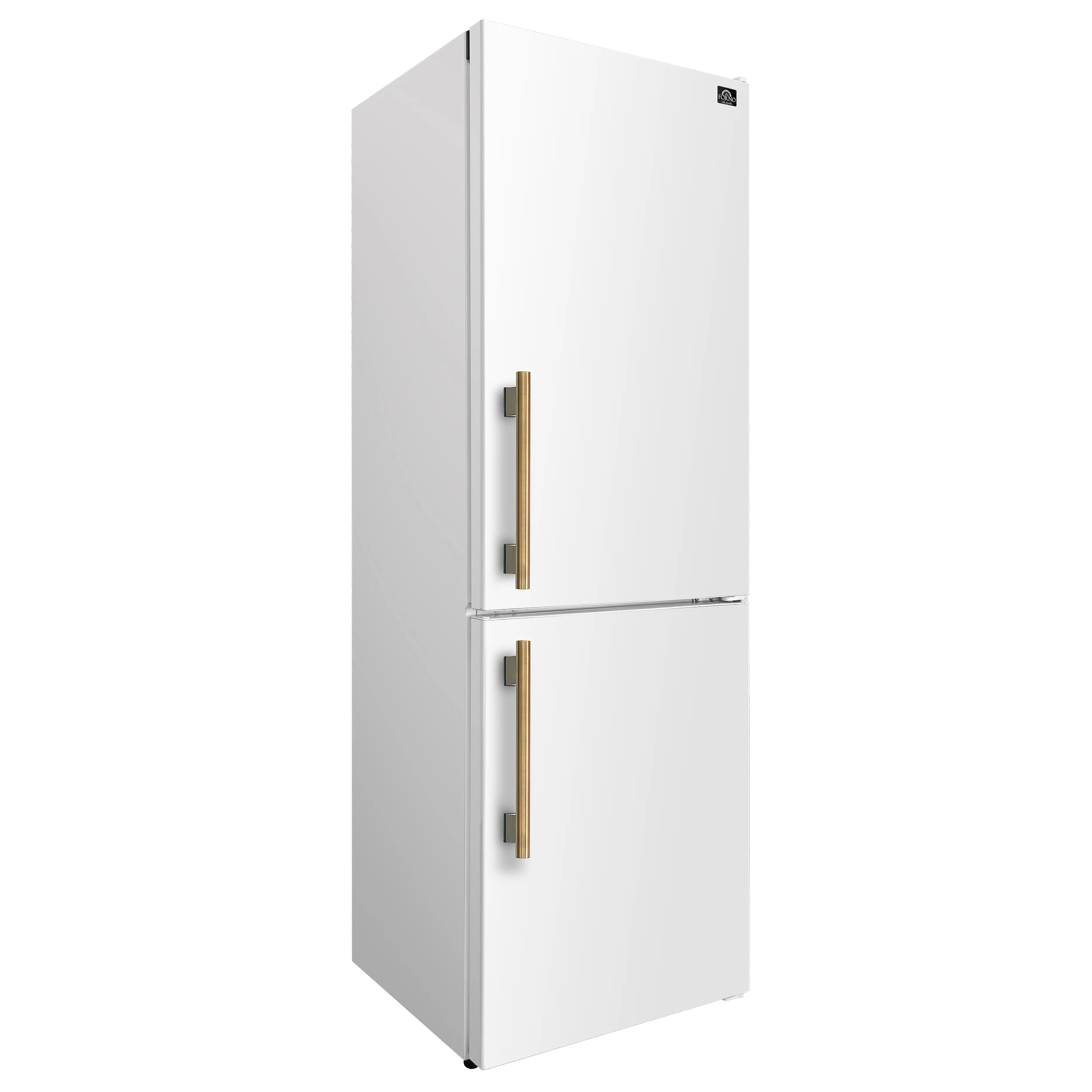 Custodia 24" Bottom Freezer, 10.3 cf., Right Swing, Total No frost, White, Antique Brass handles - Image 3