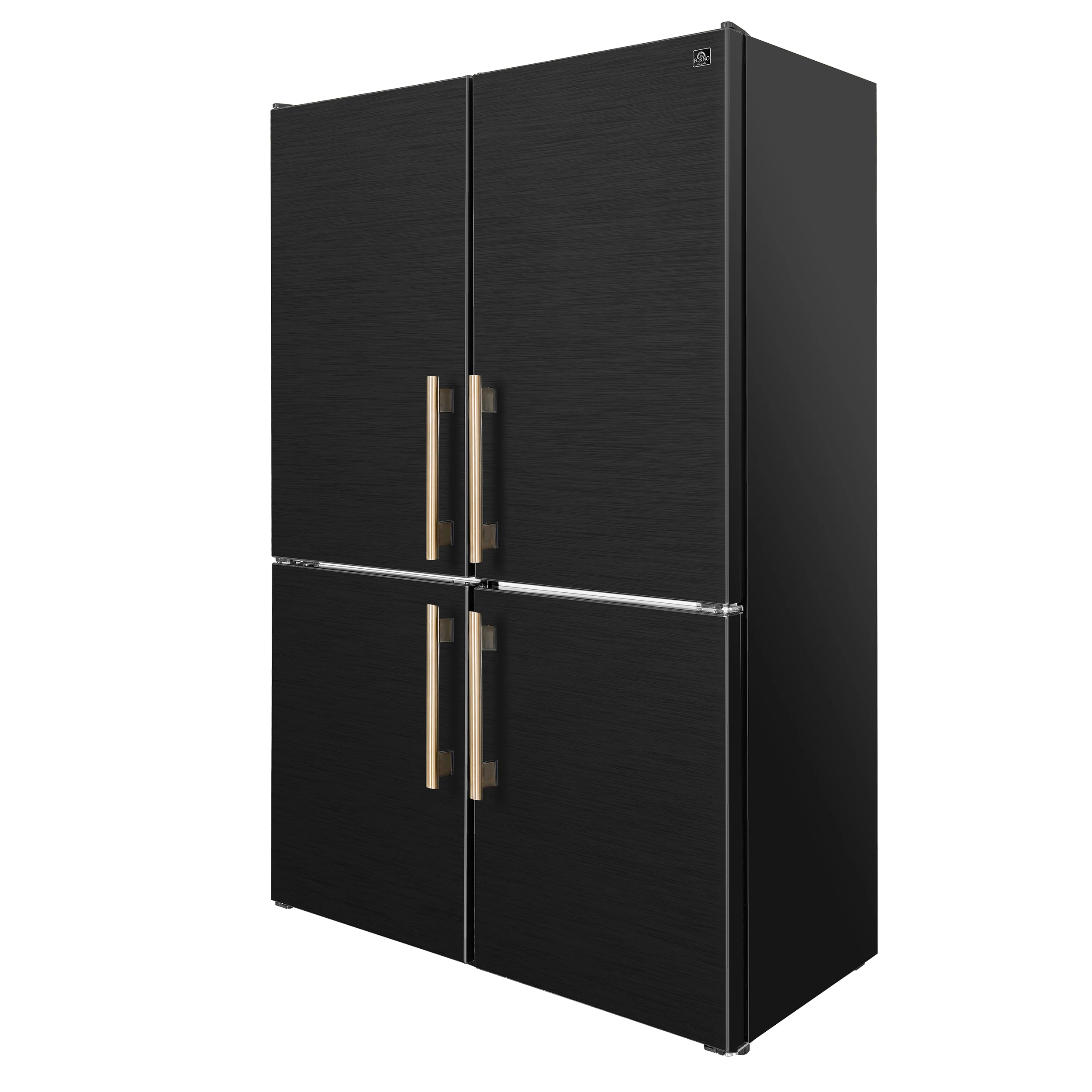 Custodia 48" Bottom Freezer combo, 20.6 cf., Ice Maker, Total No frost, Black, Antique Brass handles - Image 3