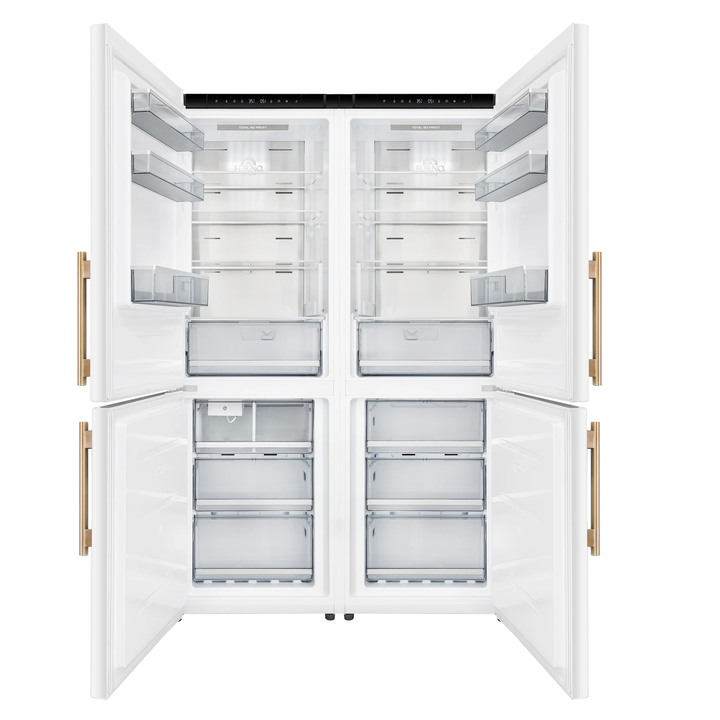 Custodia 48" Bottom Freezer combo, 20.6 cf., Ice Maker, Total No frost, White, Antique Brass handles - Image 2