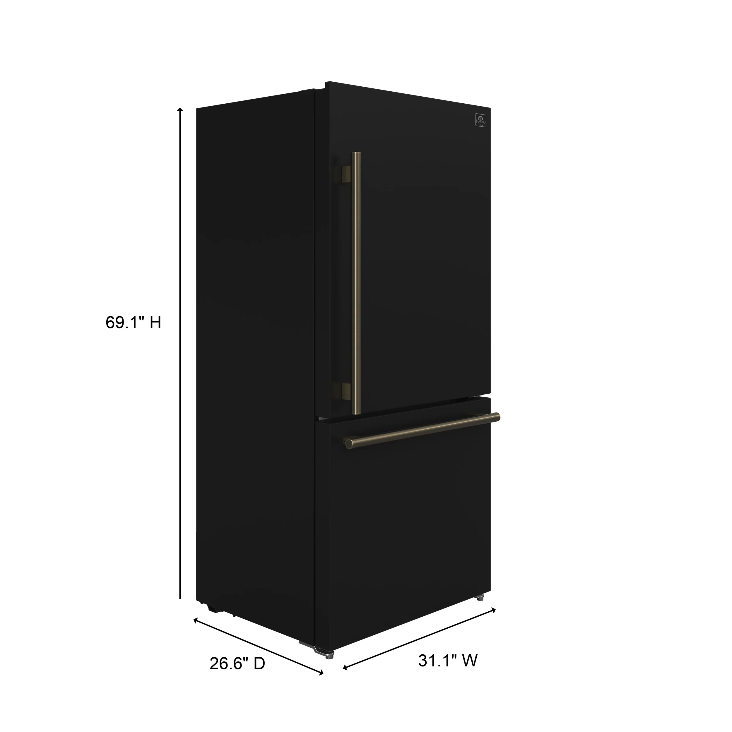 Forno Milano Espresso 31-Inch Bottom Freezer Refrigerator, Black, 17.2 cu.ft Capacity, Energy Efficient - Image 7