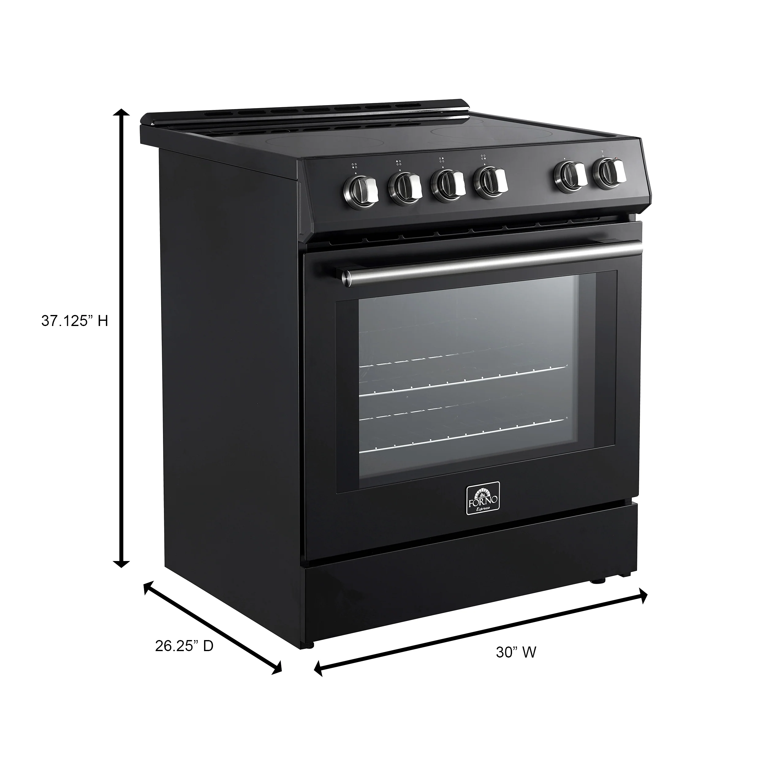Forno Leonardo Espresso 30-Inch Slide-In Black Induction Range, Convection Oven, 5 Cooking Zones, Touch Control Panel - Image 10