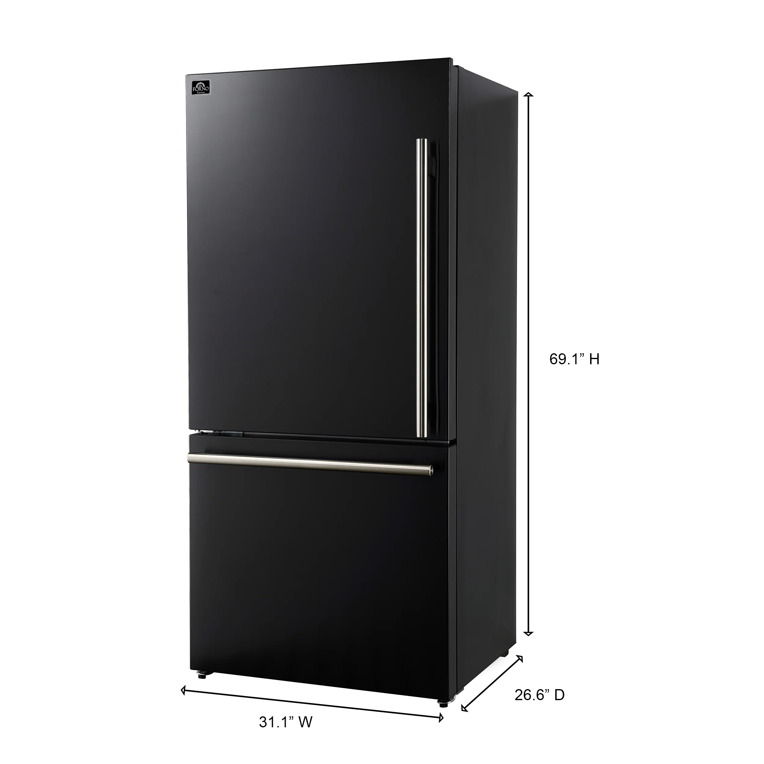 Forno Milano 2-Piece 62-Inch Freestanding Dual Bottom Freezer Refrigerator in Black – 34.4 cu.ft, Touch Control, Ice Maker - Image 5