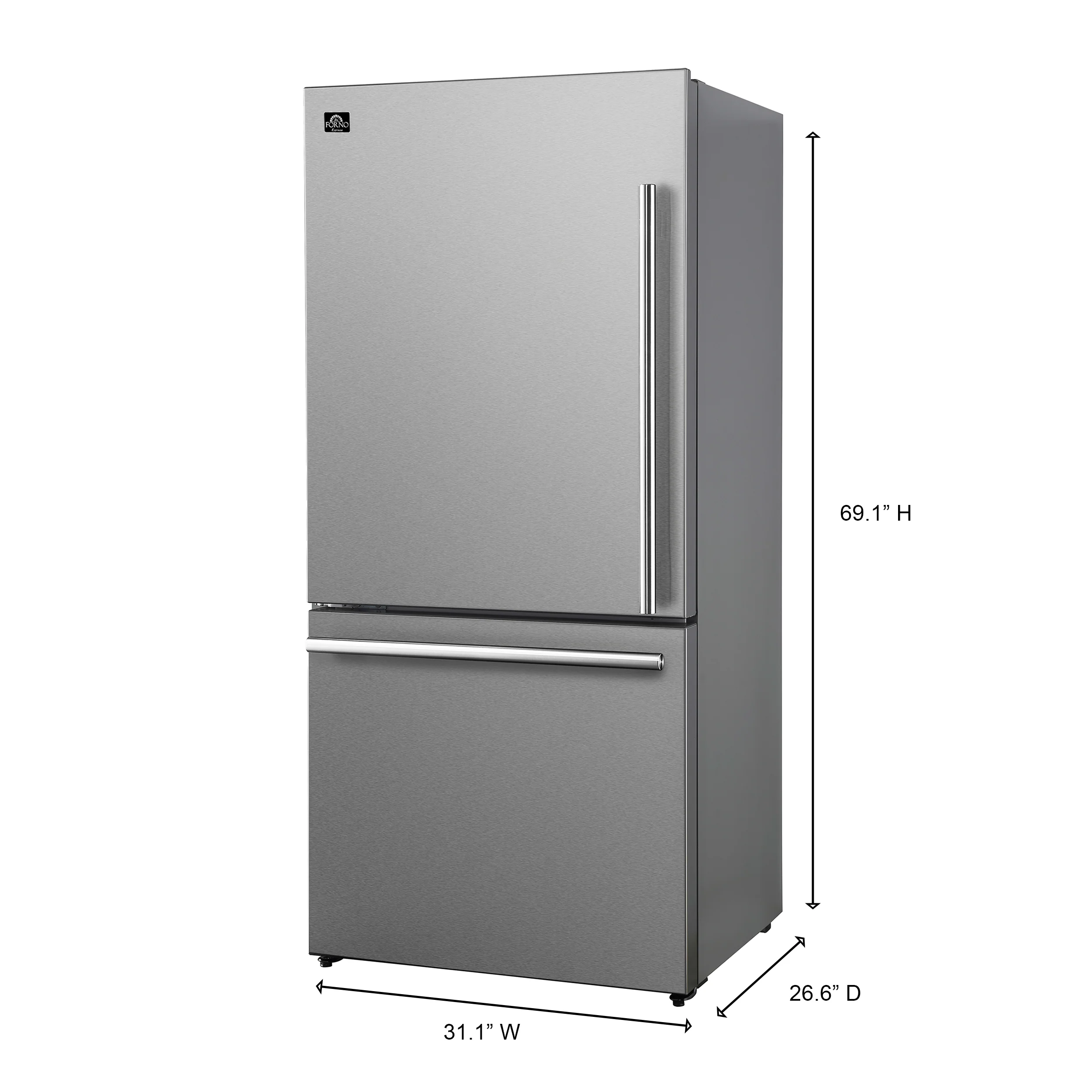 FORNO 2-Piece SS Kitchen Bundle - 30" Electric Range and 31" Bottom Freezer Refrigerator - Image 2