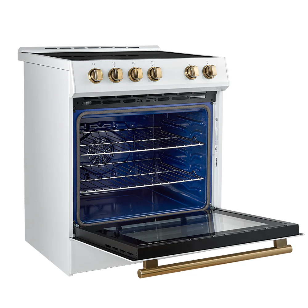 Forno Leonardo Espresso 30-Inch Slide-In White Induction Range, Convection Oven, 5 Cooking Zones, Touch Control Panel - Image 6