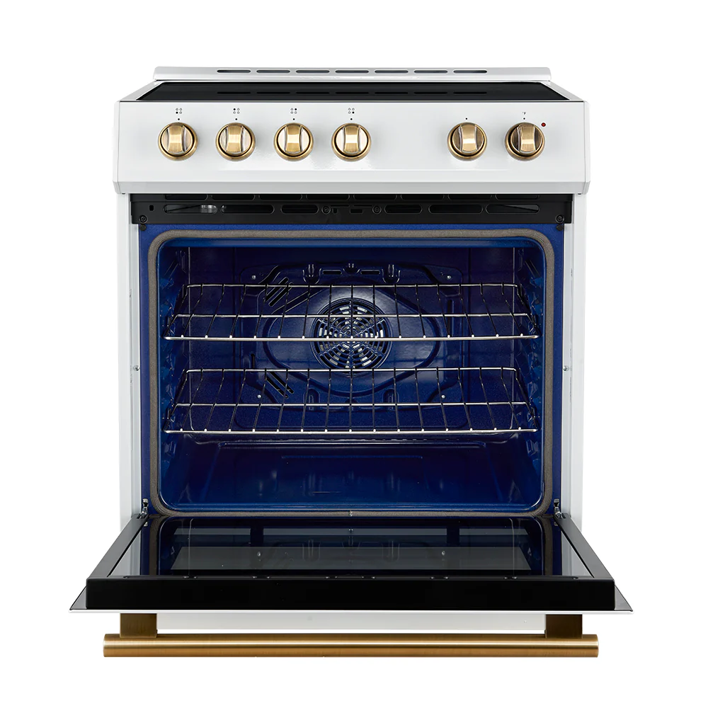 Forno Leonardo Espresso 30-Inch Slide-In White Induction Range, Convection Oven, 5 Cooking Zones, Touch Control Panel - Image 8