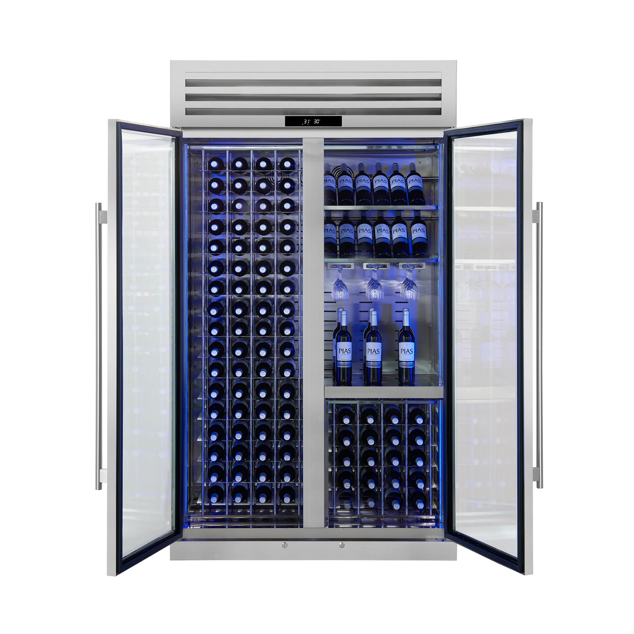 FORNO Abruzzo 48" Wine Cooler, Dual Zone, 30 cu.ft., 130 bottles, Display & Service Shelves, Stemware Racks, Rust resistant - Image 4