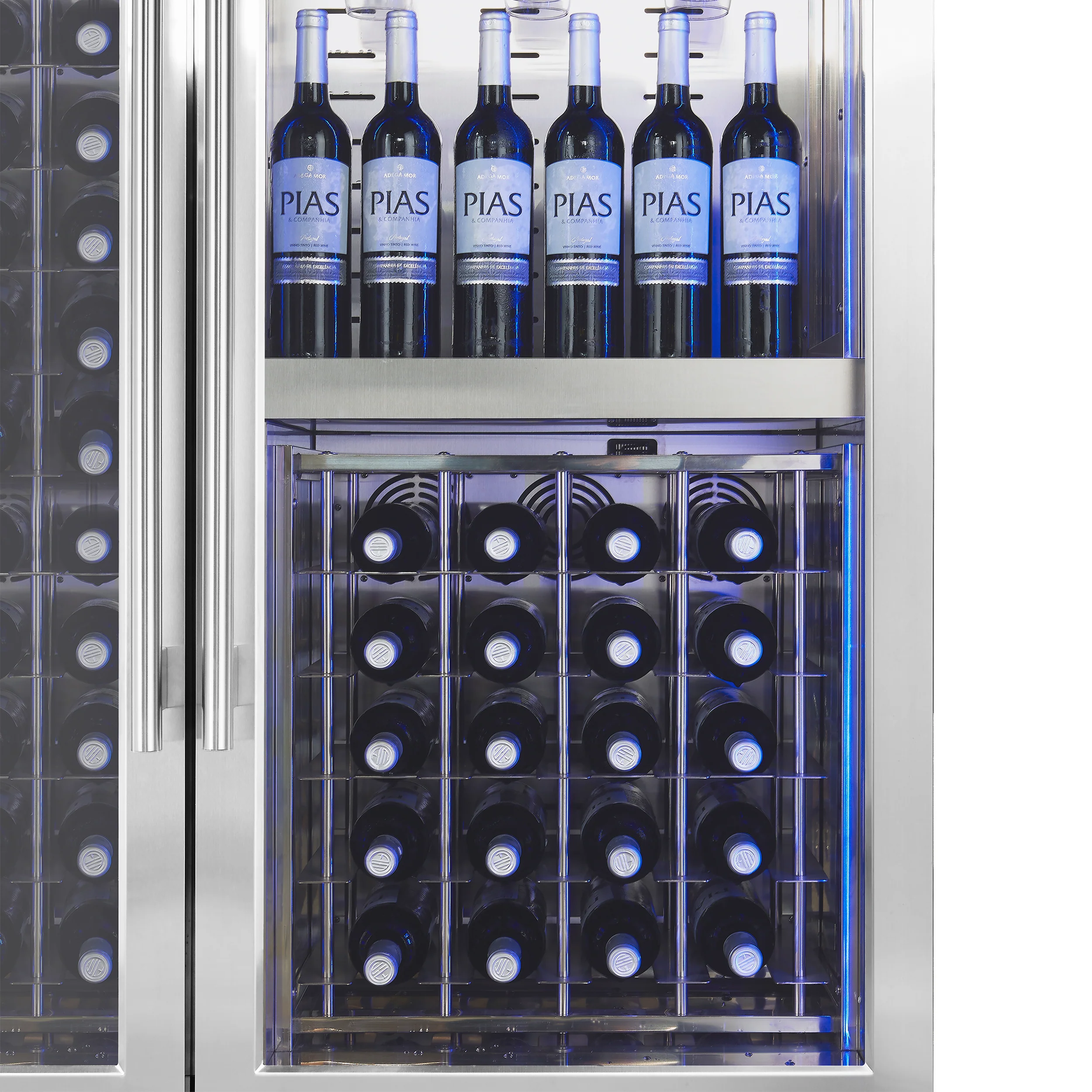 FORNO Abruzzo 48" Wine Cooler, Dual Zone, 30 cu.ft., 130 bottles, Display & Service Shelves, Stemware Racks, Rust resistant - Image 9