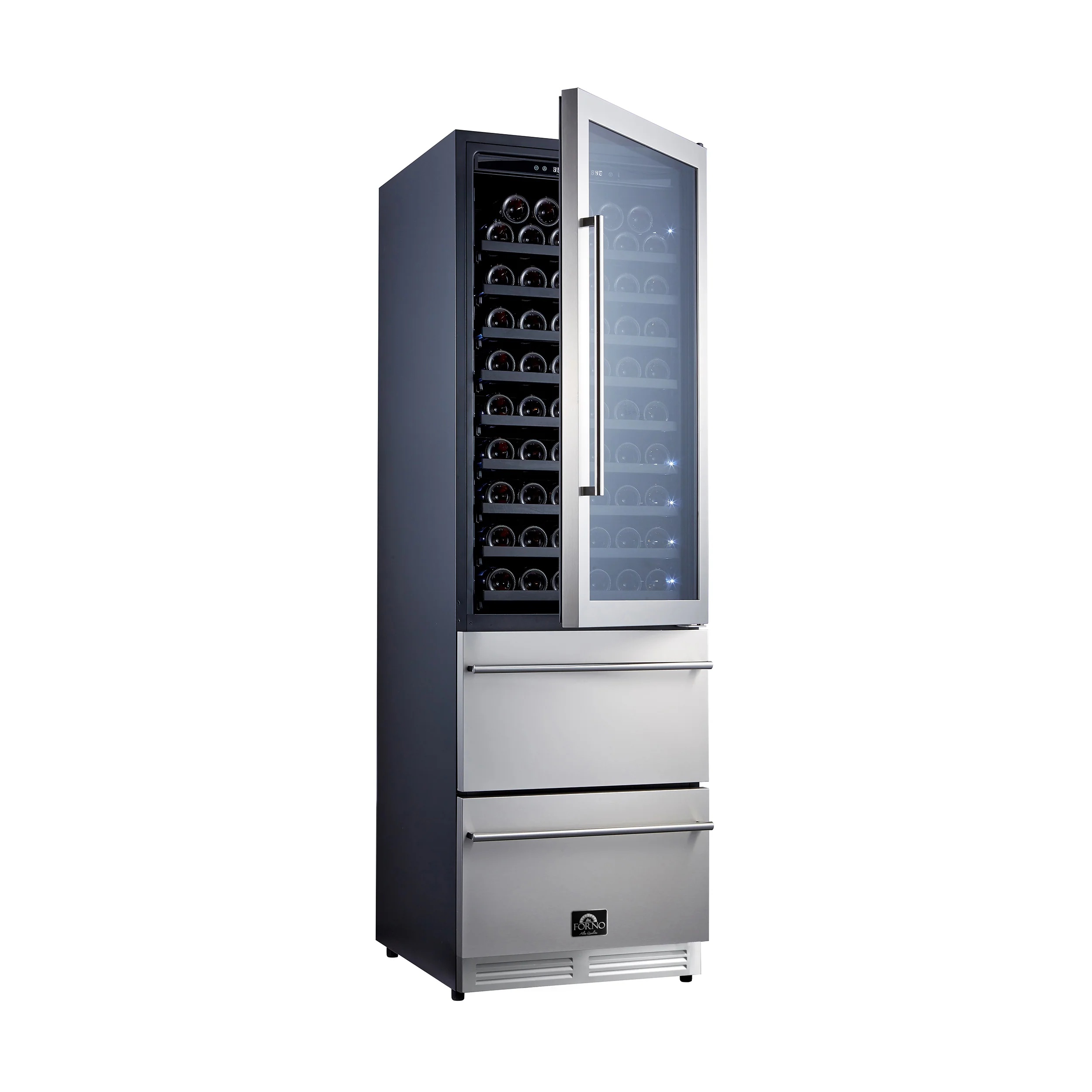 Forno Azienda 24-Inch Dual Temperature Zone Wine Cooler, Up to 108 Bottles, Two Refrigerated Drawers, Adjustable Temperature Zones, Energy Efficient - Image 2