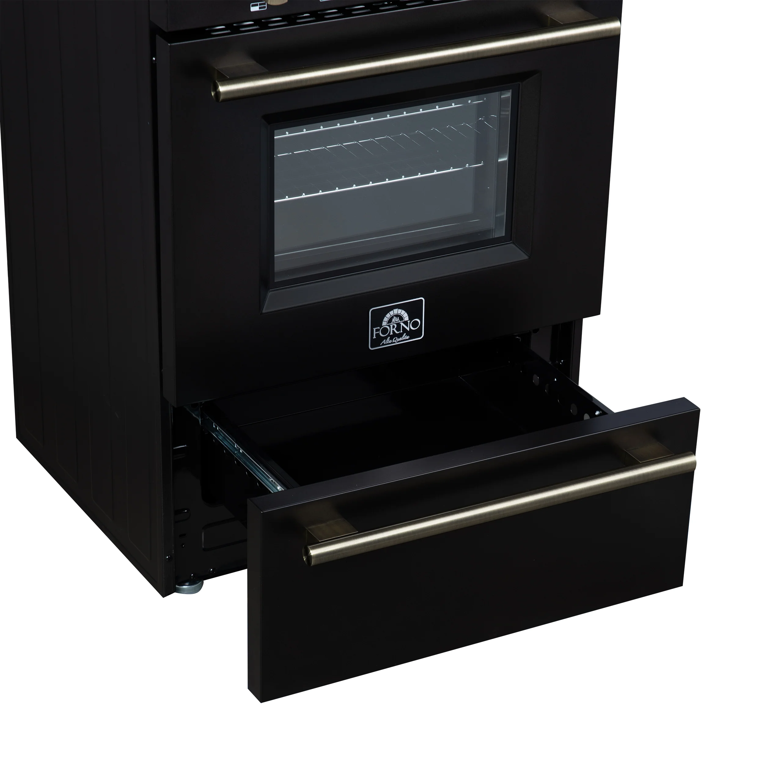 Forno Breno 24 Inch Freestanding Gas Range in Black with Antique Brass, Compact Design - Image 9