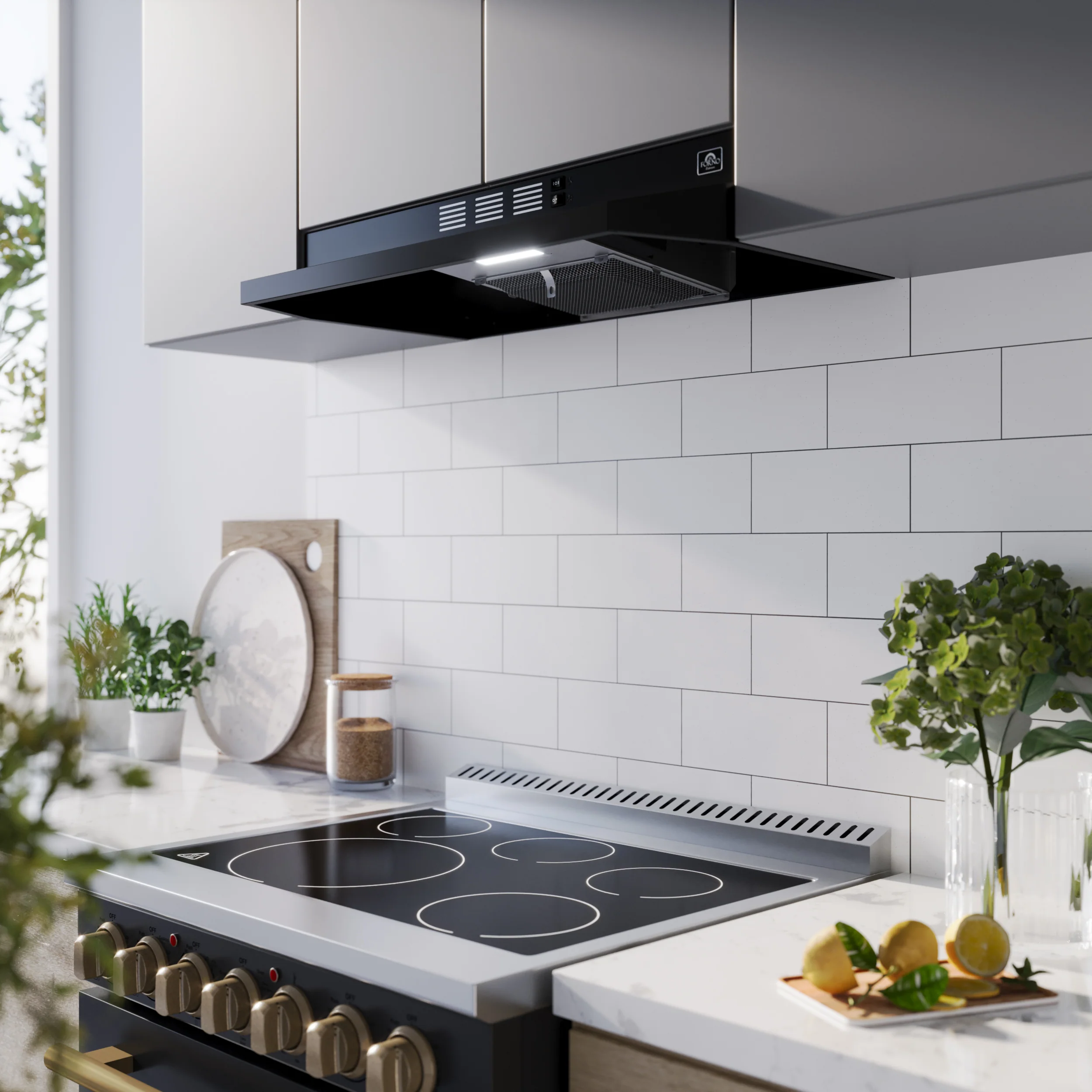 Forno Cappa 30-Inch Under Cabinet Range Hood, Black, 200 CFM, Convertible, LED Lighting - Image 8
