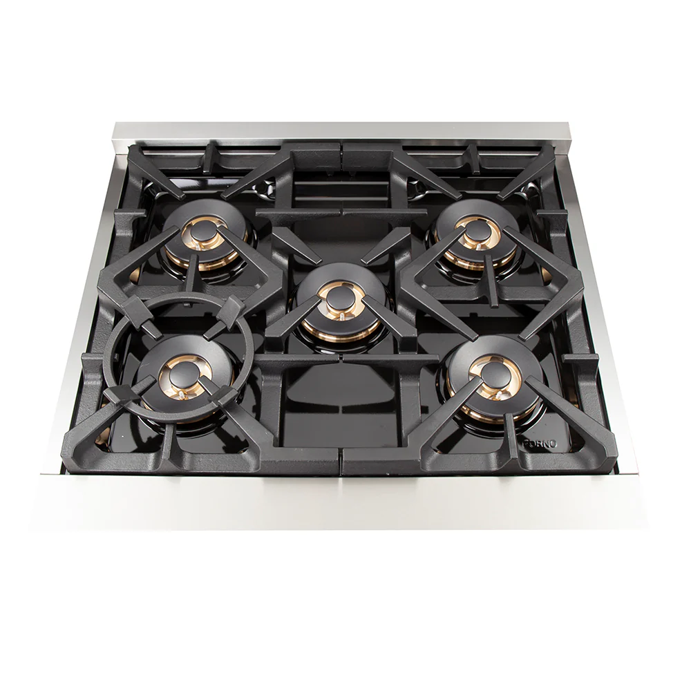 Forno Capriasca 30-Inch Freestanding Dual Fuel Range, 4 Burners, True Convection Oven - Image 5