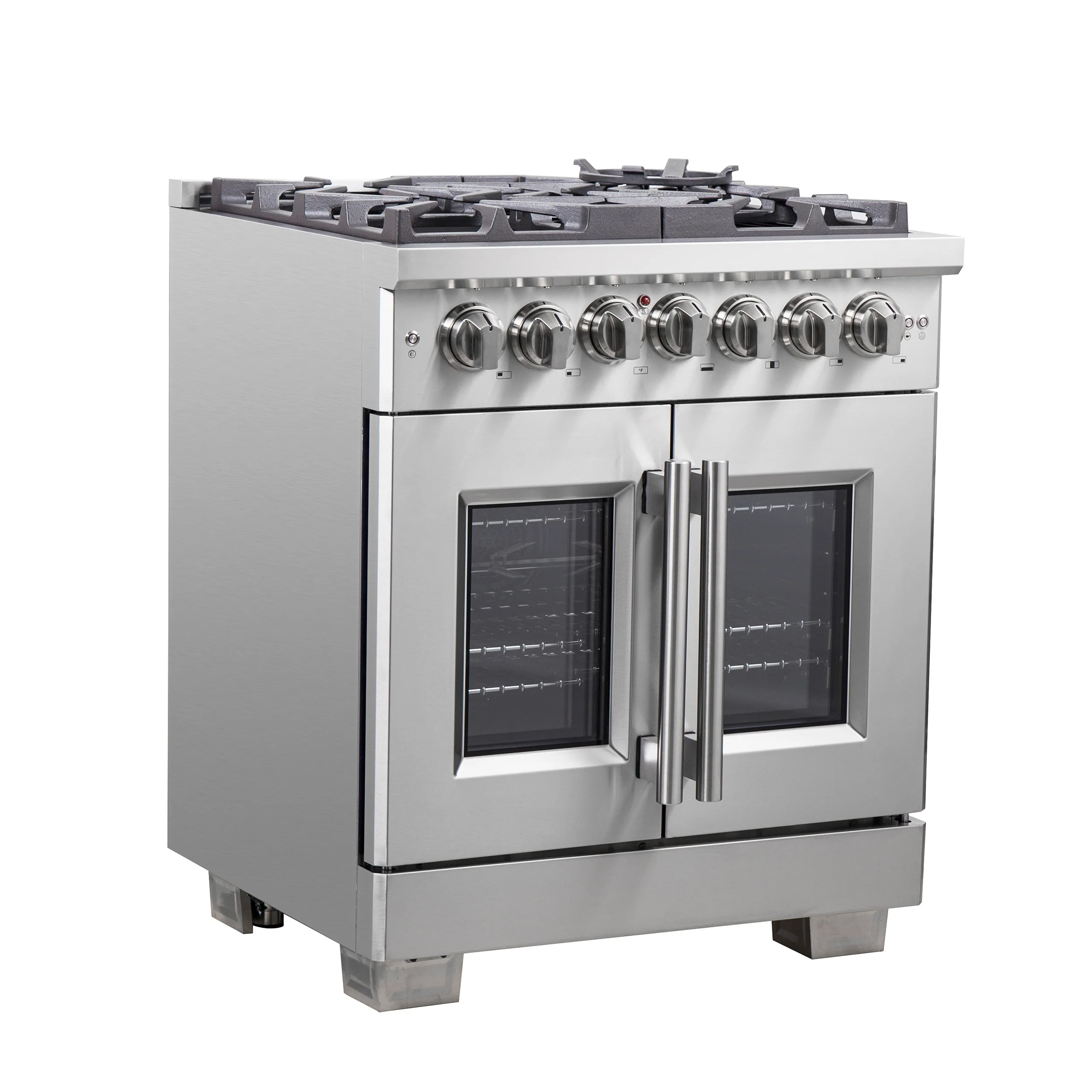 Forno Capriasca 30-Inch Freestanding French Door Dual Fuel Range, 4 Burners, True Convection Oven - Image 2