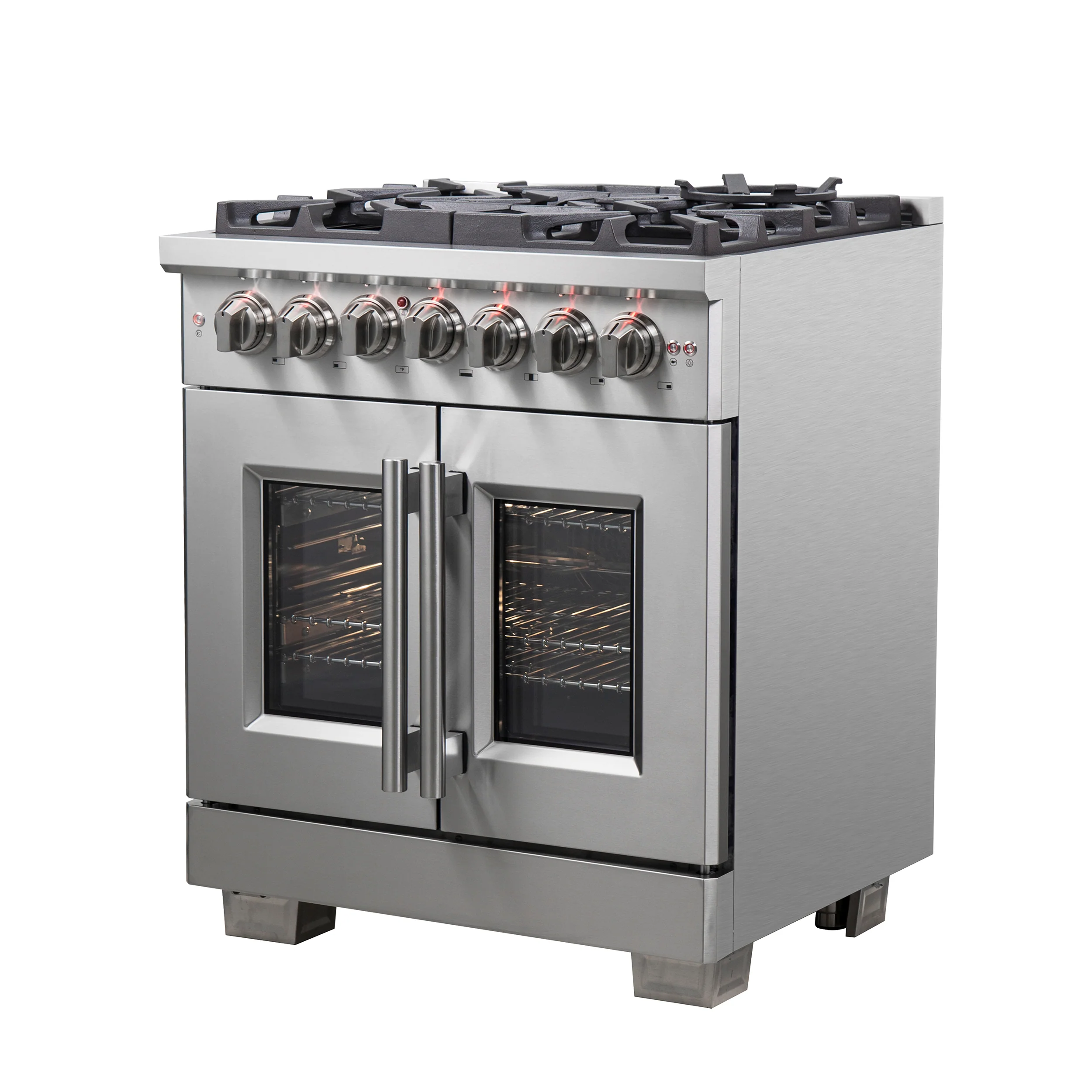 Forno Capriasca 30-Inch Freestanding French Door Dual Fuel Range, 4 Burners, True Convection Oven - Image 3