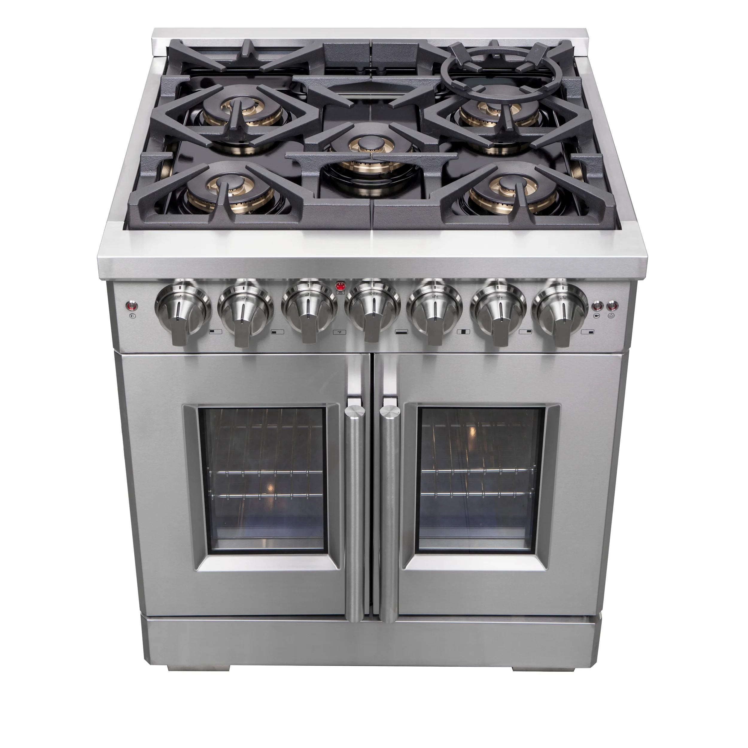 Forno Capriasca 30-Inch Freestanding French Door Dual Fuel Range, 4 Burners, True Convection Oven - Image 4