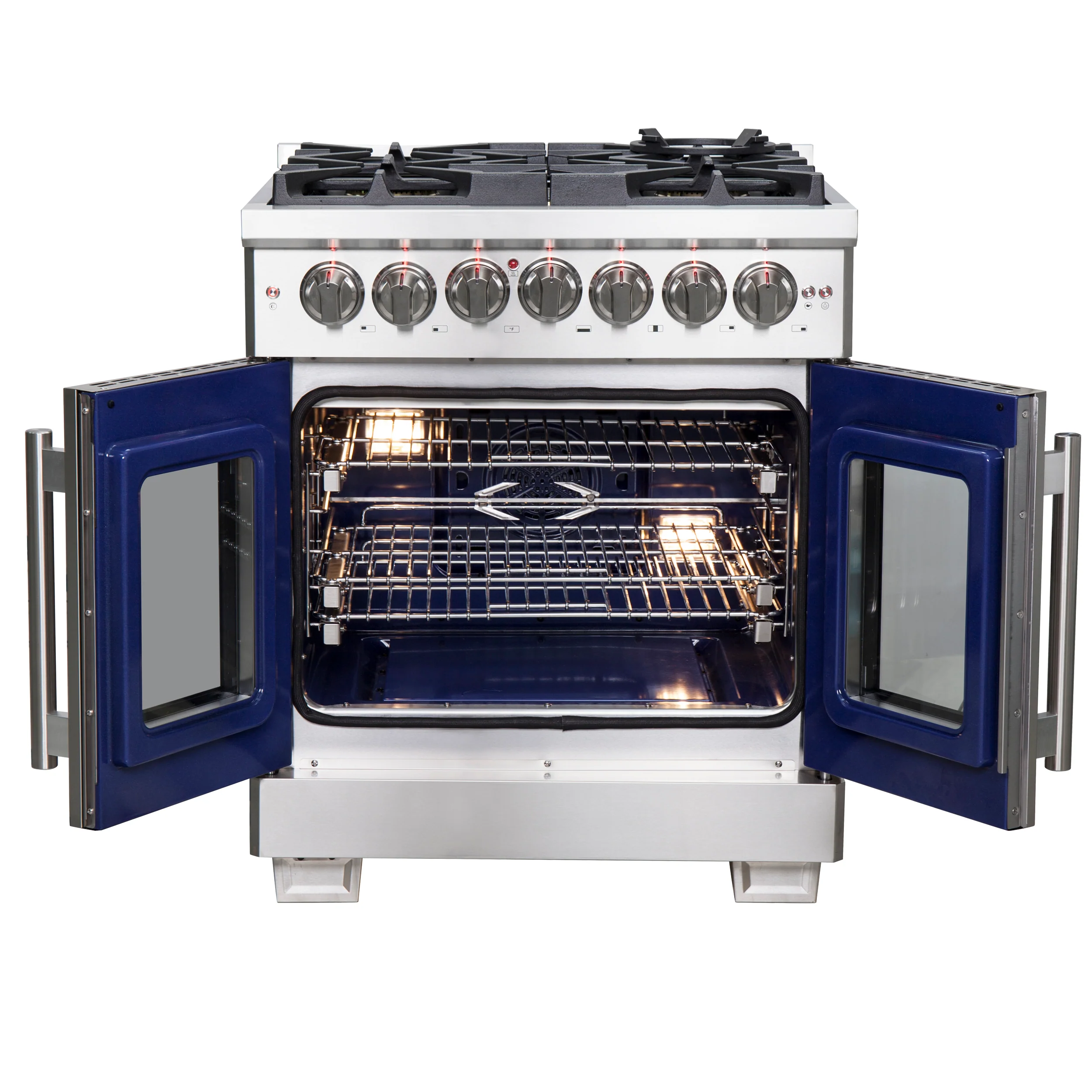Forno Capriasca 30-Inch Freestanding French Door Dual Fuel Range, 4 Burners, True Convection Oven - Image 8