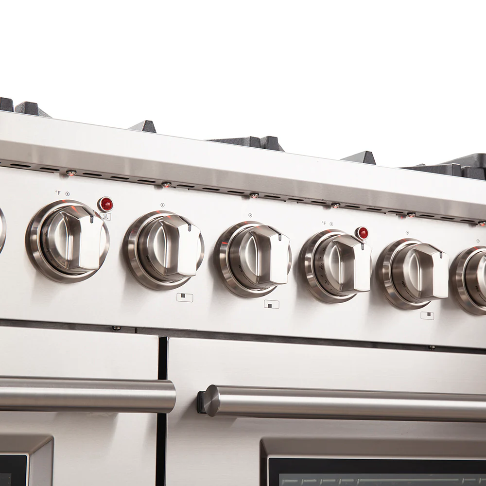 FORNO Capriasca 48-inch Gas Range Stainless Steel, 8 Brass Burners 160,000 BTU, 6.58 cu.ft. Double Oven - Image 7
