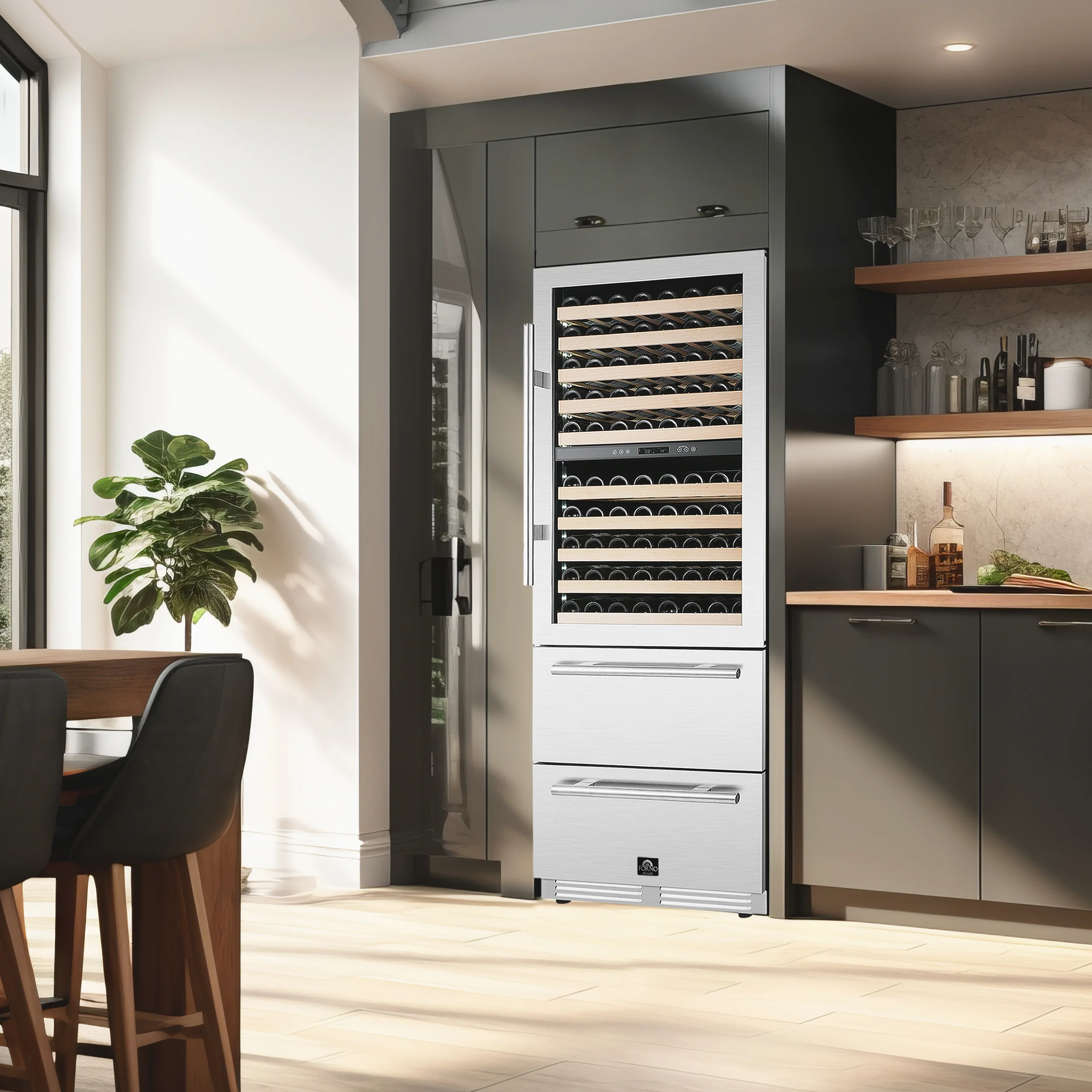 Forno Celano 30-Inch Dual Zone Wine Cooler and Beverage Cooler, 21.3 cu.ft, Stainless Steel - Image 13