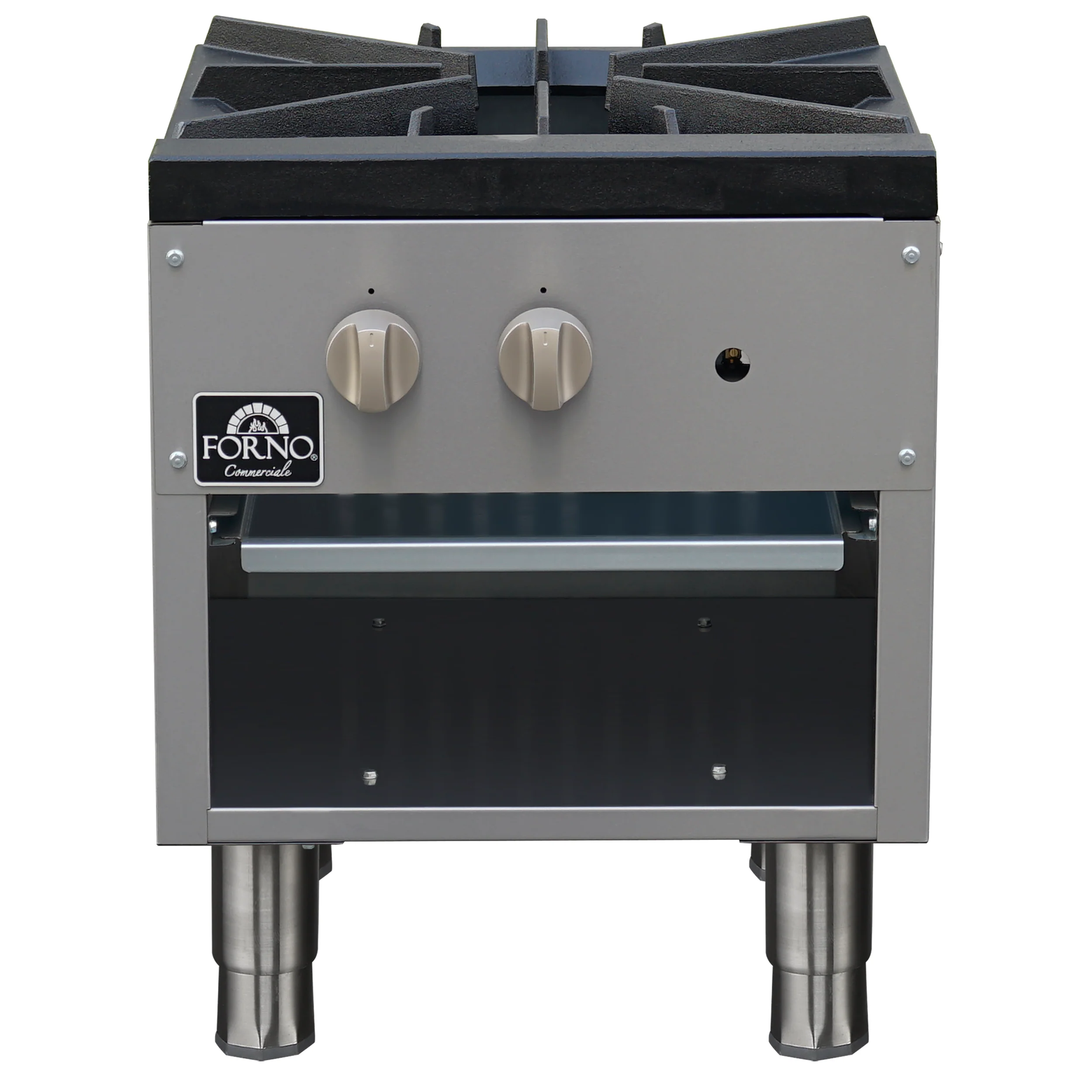 Forno Commerciale gas stock pot range, 1 powerful 3-ring burner, 80,000?BTU, durable stainless steel, heavy-duty cast iron grate - Image 2
