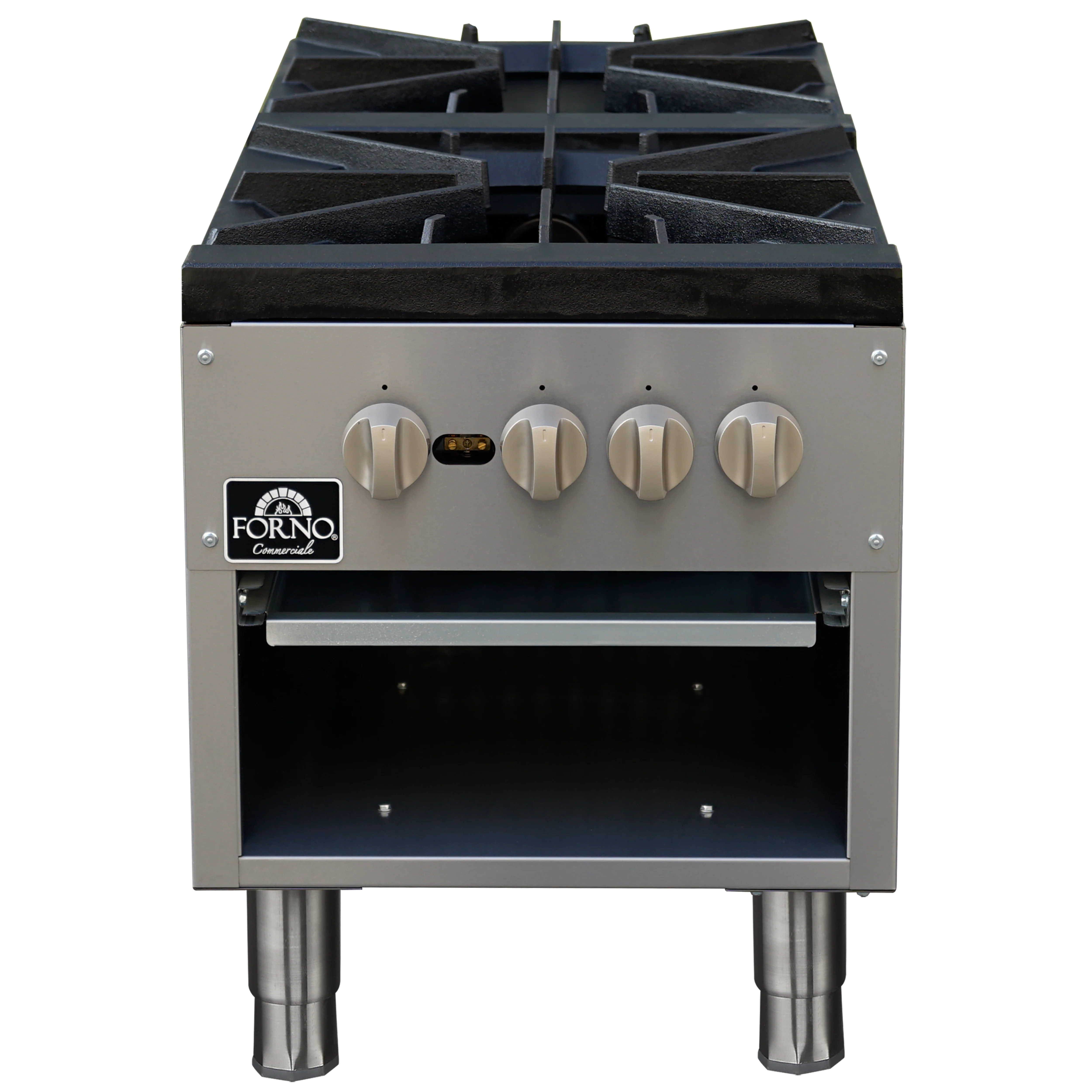 Forno Commerciale gas stock pot range, 2 powerful 3-ring burners, 160,000?BTU, durable stainless steel, heavy-duty cast iron grates - Image 2
