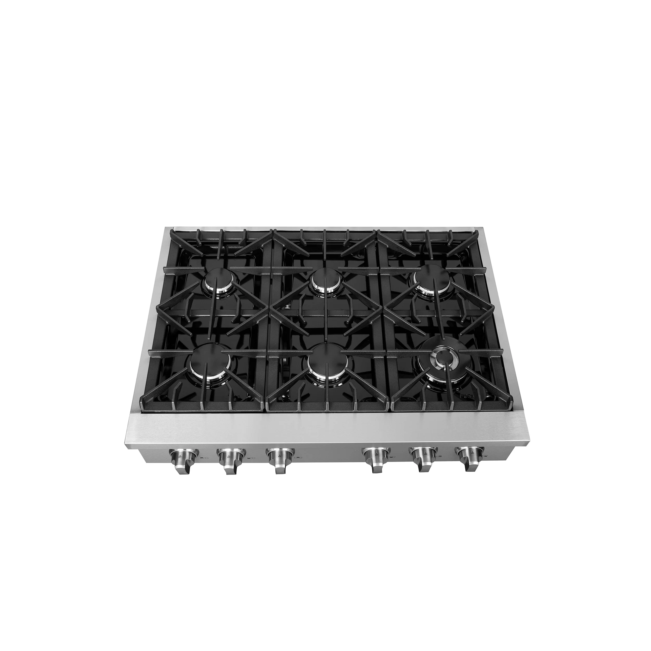 Forno Cossato Alta Qualita 36-Inch Pro-Style Gas Rangetop, Stainless Steel, 6 Sealed Burners, 83,000 BTU Total Output, Continuous Cast Iron Grates - Image 2
