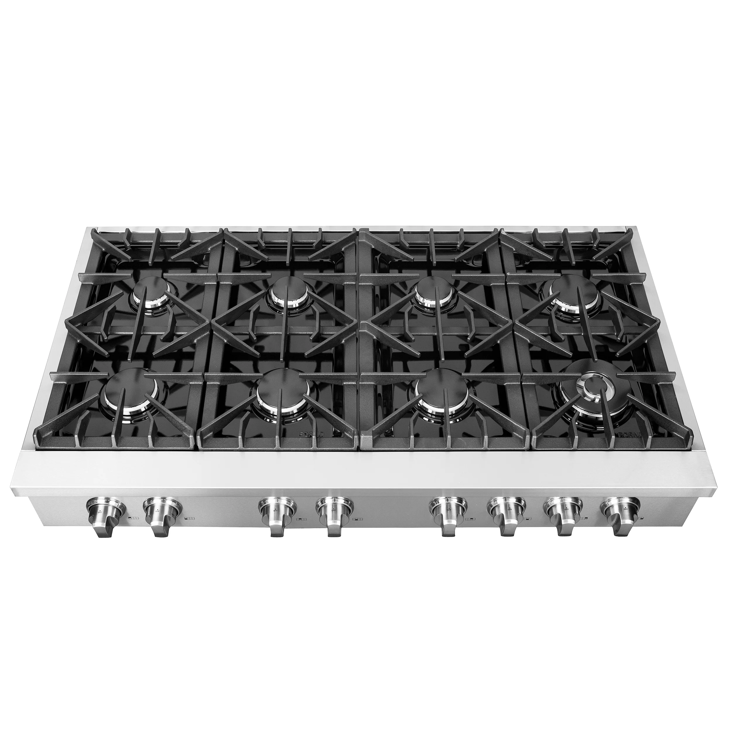 Forno Cossato Alta Qualita 48-Inch Pro-Style Gas Rangetop, Stainless Steel, 8 Sealed Burners, 107,000 BTU Total Output, Continuous Cast Iron Grates - Image 2