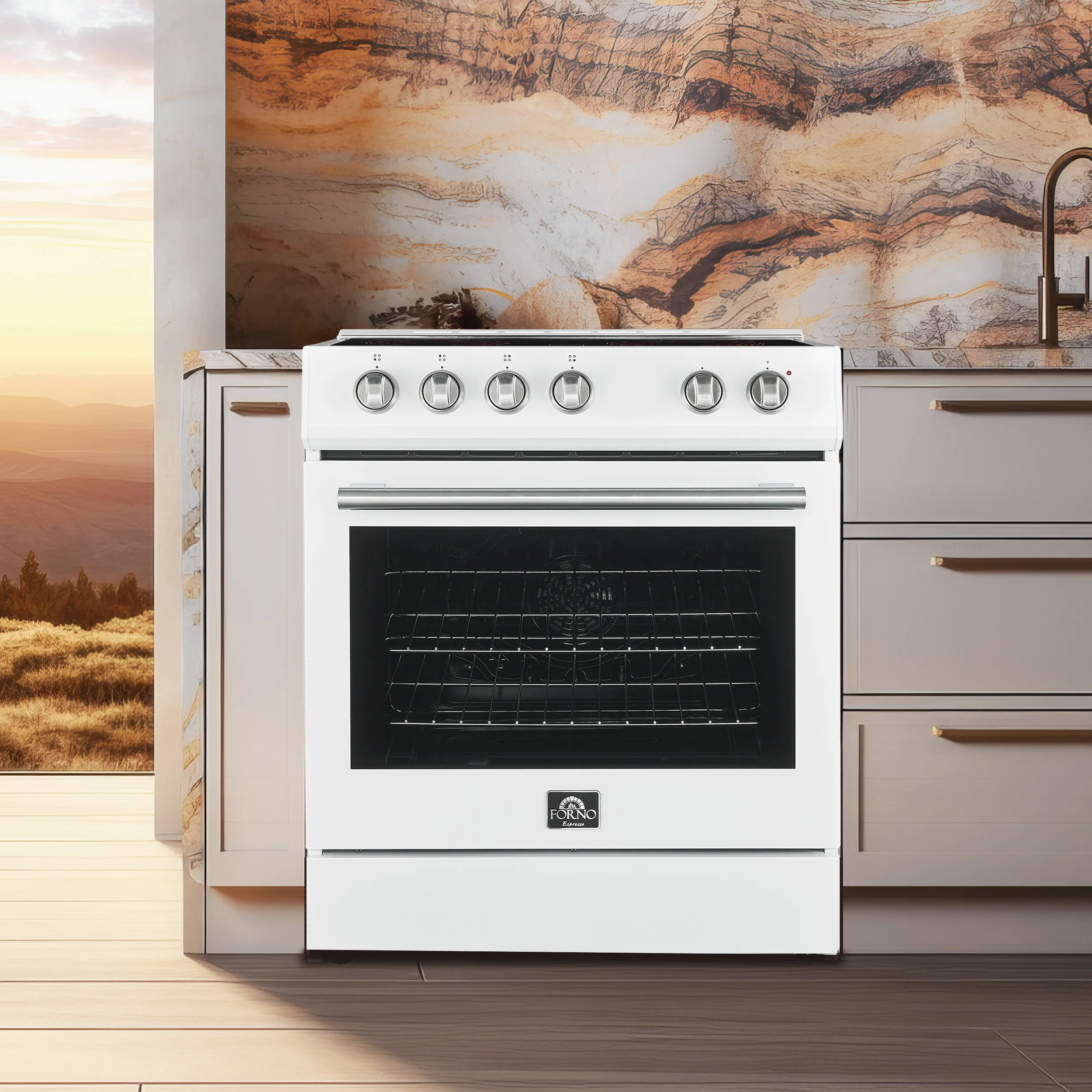FORNO Premium 2-Piece Kitchen Bundle - Leonardo Espresso 30" White Range, 30" White Range Hood - FBDL-002-03CA - Image 4