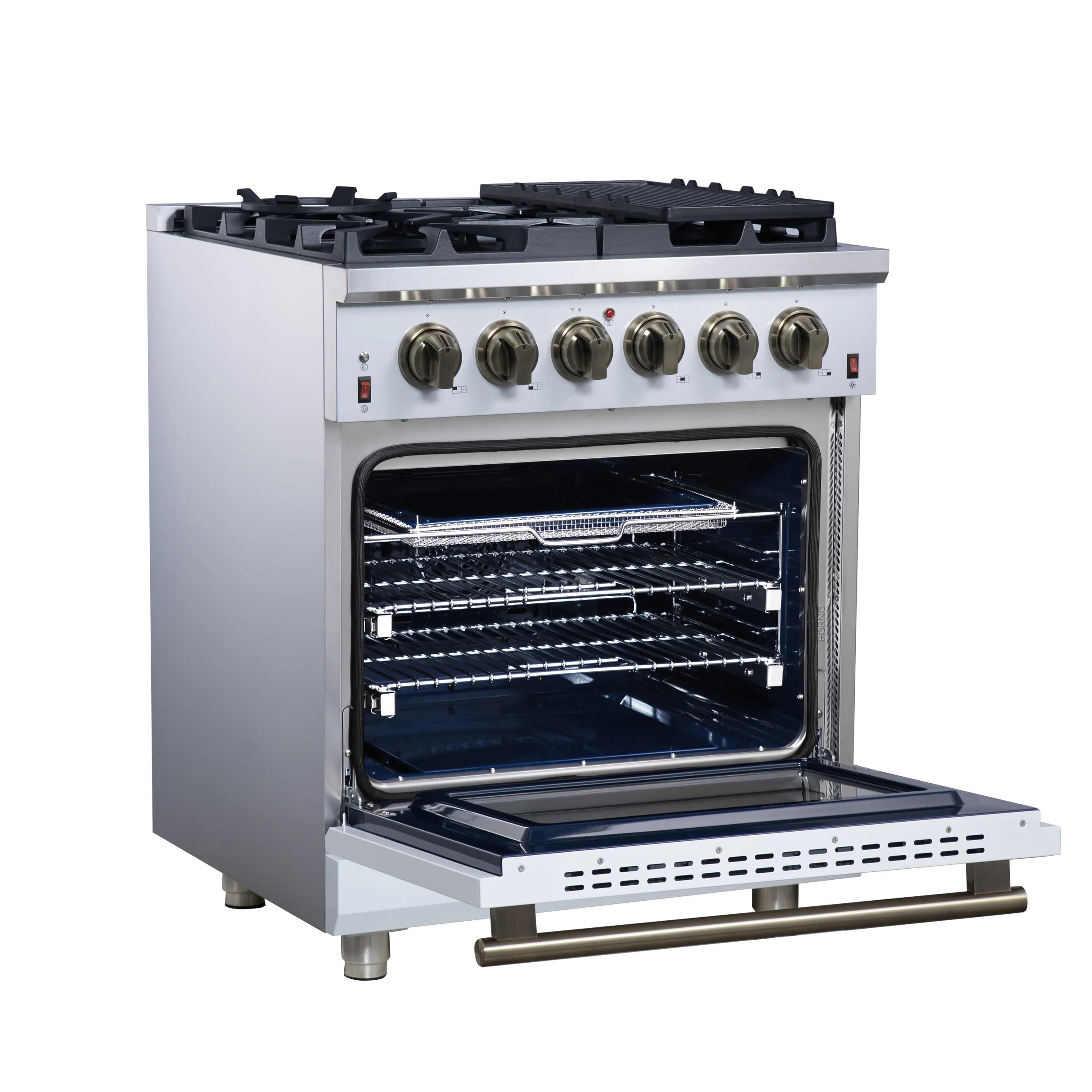 Forno Massimo 30-Inch White Freestanding Gas Range, 5 Burners, True Convection Oven - Image 3