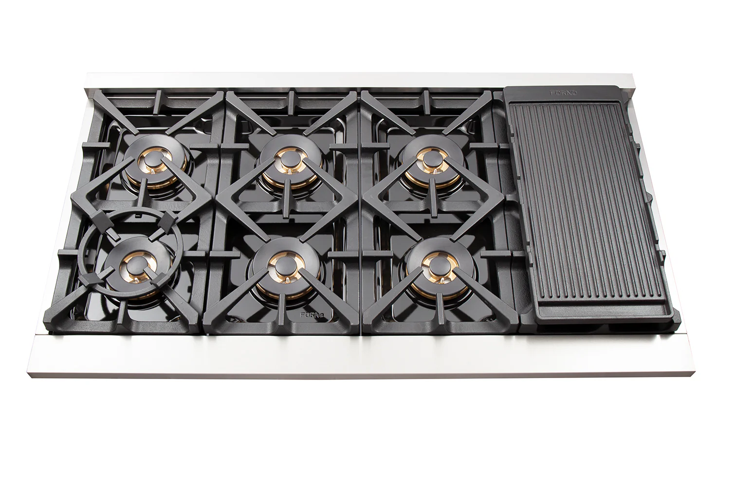 FORNO Capriasca 48-inch Gas Range Stainless Steel, 8 Brass Burners 160,000 BTU, 6.58 cu.ft. Double Oven - Image 12