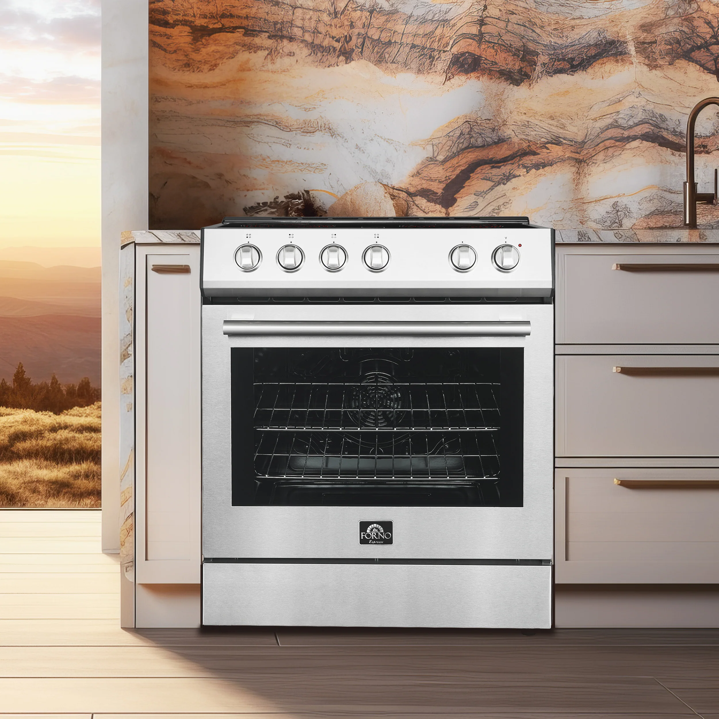 FORNO Premium 2-Piece Kitchen Bundle - Leonardo Espresso 30" Stainless Steel Range, 31" Stainless Steel Refrigerator - FBDL-003-01CA - Image 2