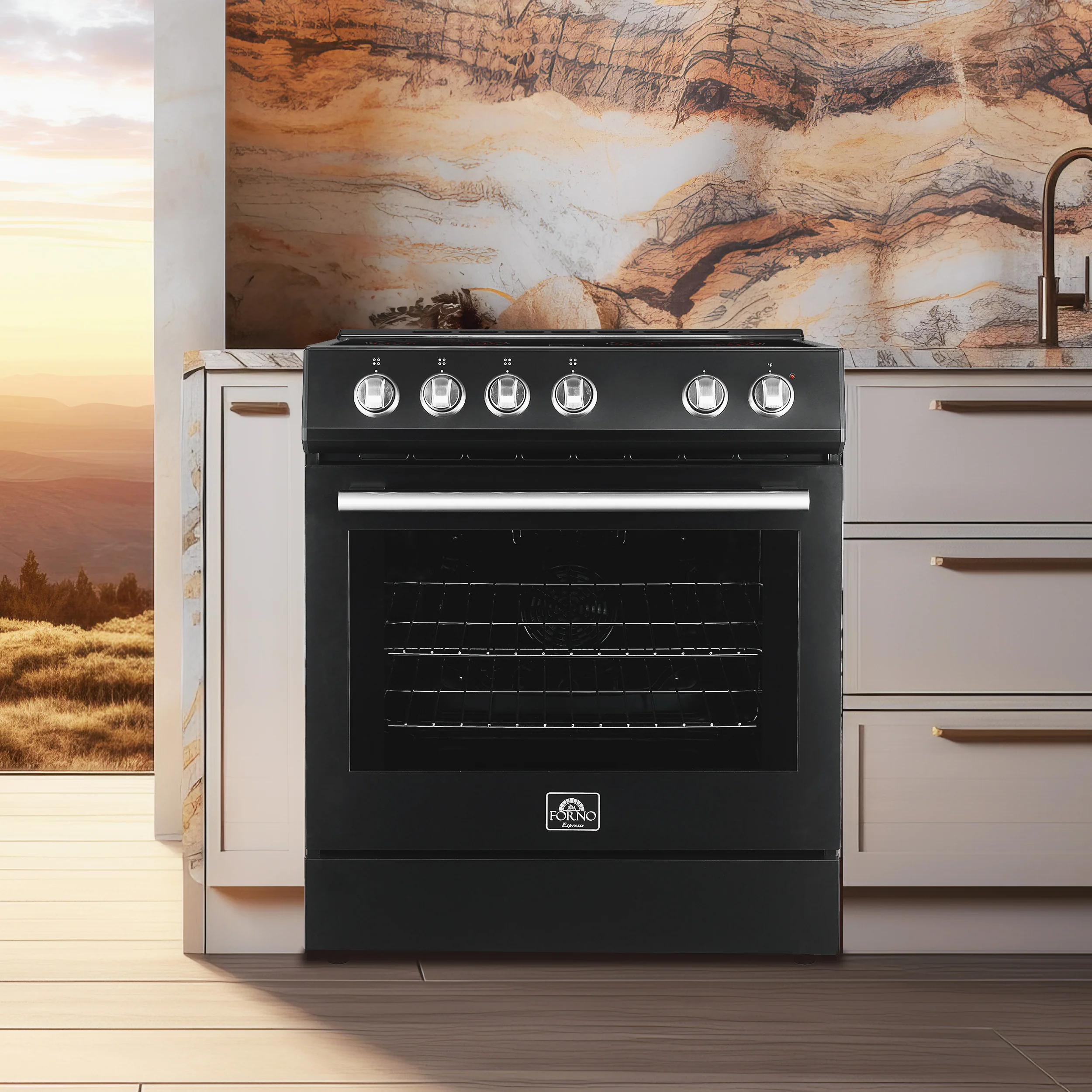 FORNO Premium 3-Piece Kitchen Bundle - Leonardo Espresso 30" Black Range, 31" Black Bottom Freezer Refrigerator, 24" Black Built-In Dishwasher - FBDL-007-02CA - Image 4