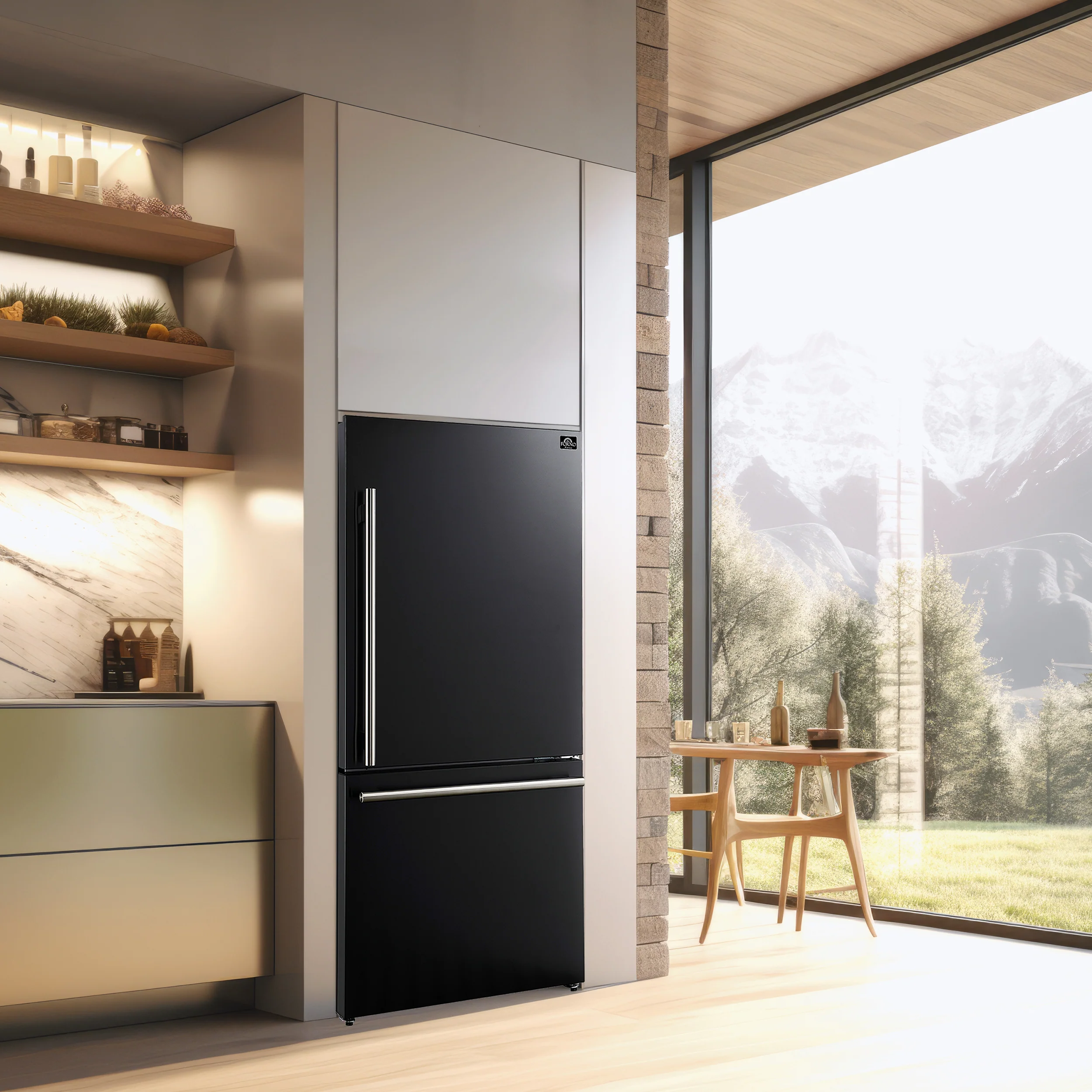 FORNO Premium 3-Piece Kitchen Bundle - Leonardo Espresso 30" Black Range, 31" Black Bottom Freezer Refrigerator, 24" Black Built-In Dishwasher - FBDL-007-02CA - Image 6