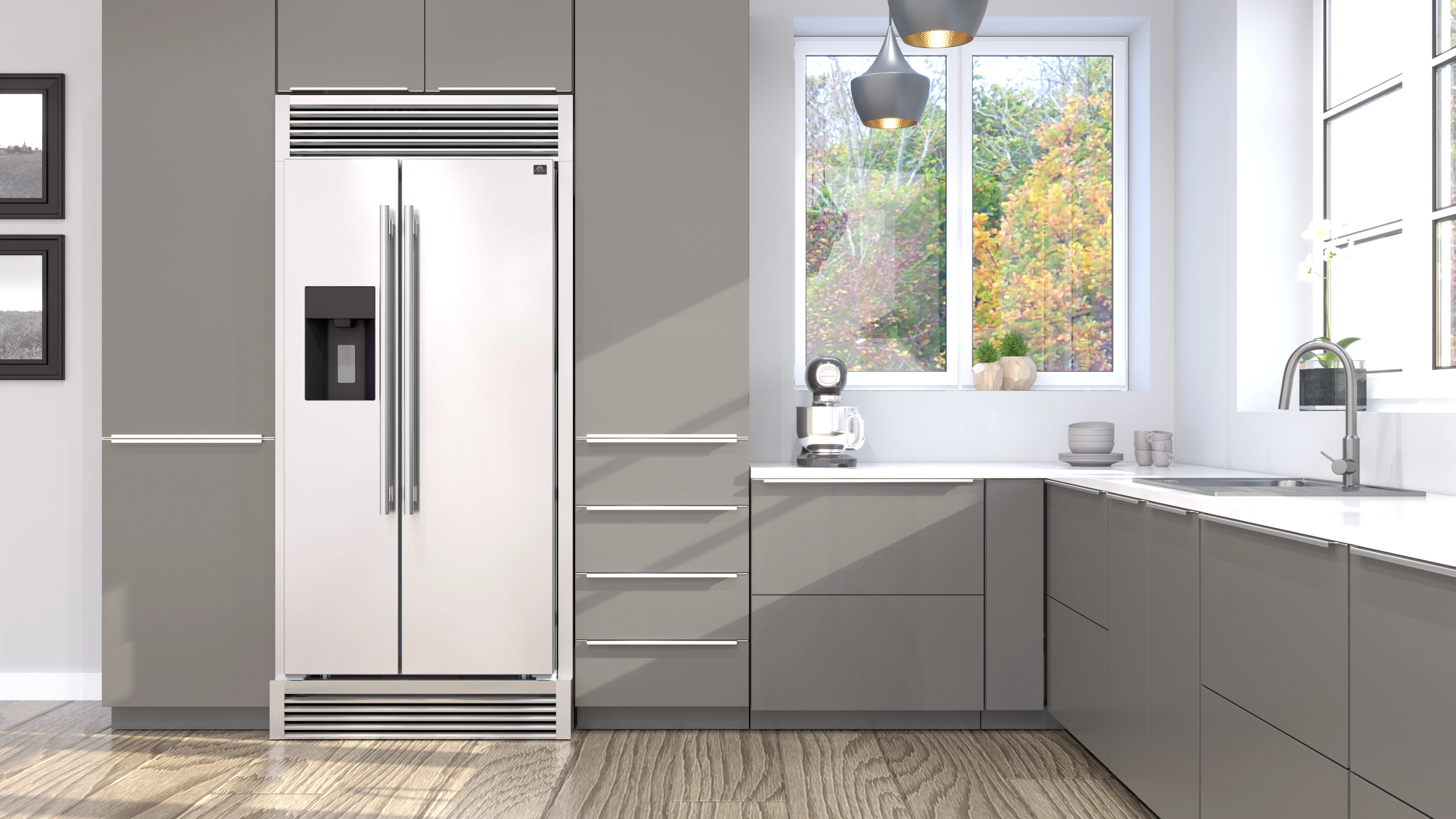Forno Salerno 40-Inch Built-In Stainless Steel Refrigerator, 20 cu.ft, Modern Decorative Grill, ENERGY STAR Certified - Image 5