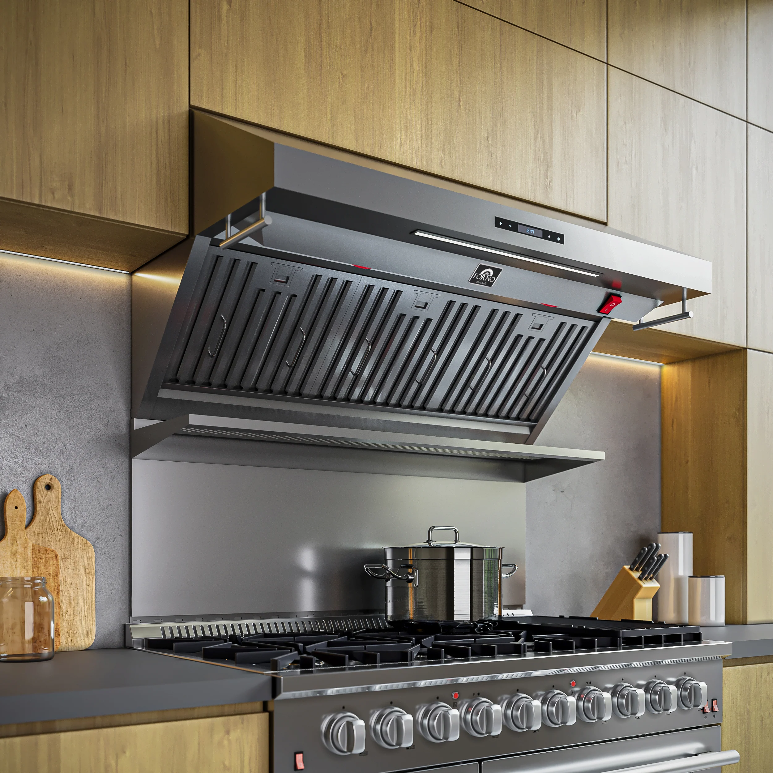 Forno Savona 48-Inch Wall Mount Range Hood, Baffle Filters, Backsplash Included - Image 11