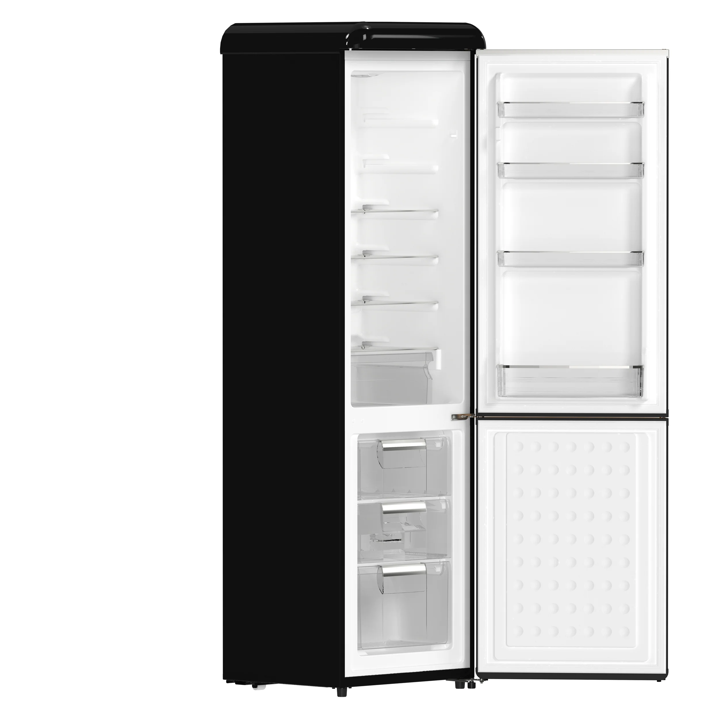 Forno Storico 22-Inch Retro bottom freezer Fridge in Black, 9 cu.ft, copper-tone handle - Image 2