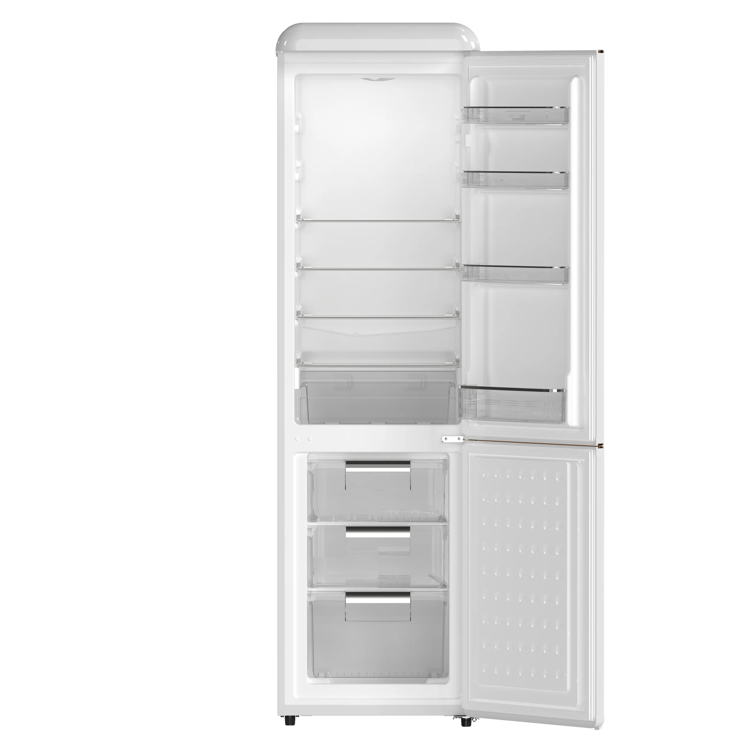 Forno Storico 22-Inch Retro bottom freezer Fridge in White, 9 cu.ft, copper-tone handle - Image 2
