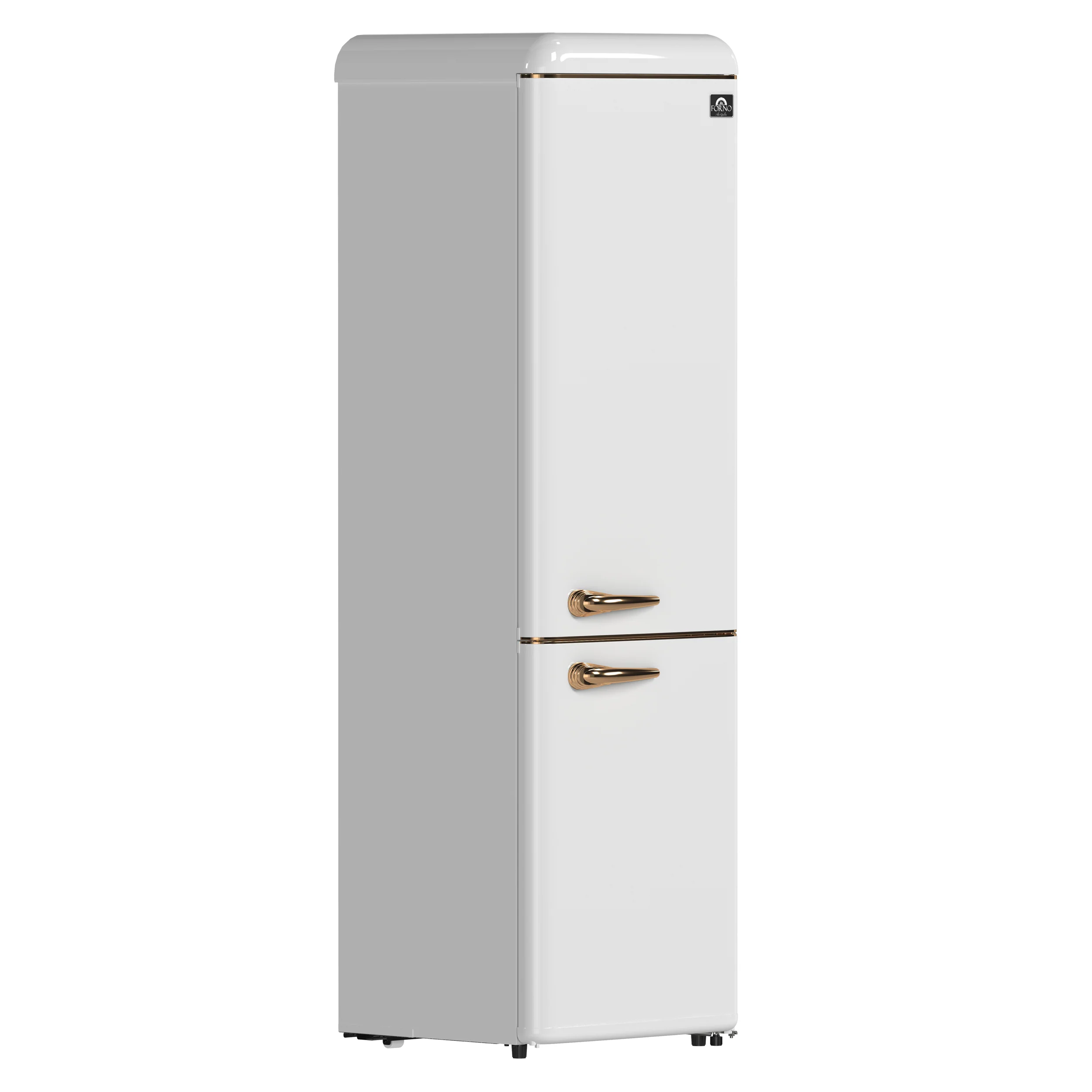 Forno Storico 22-Inch Retro bottom freezer Fridge in White, 9 cu.ft, copper-tone handle - Image 4