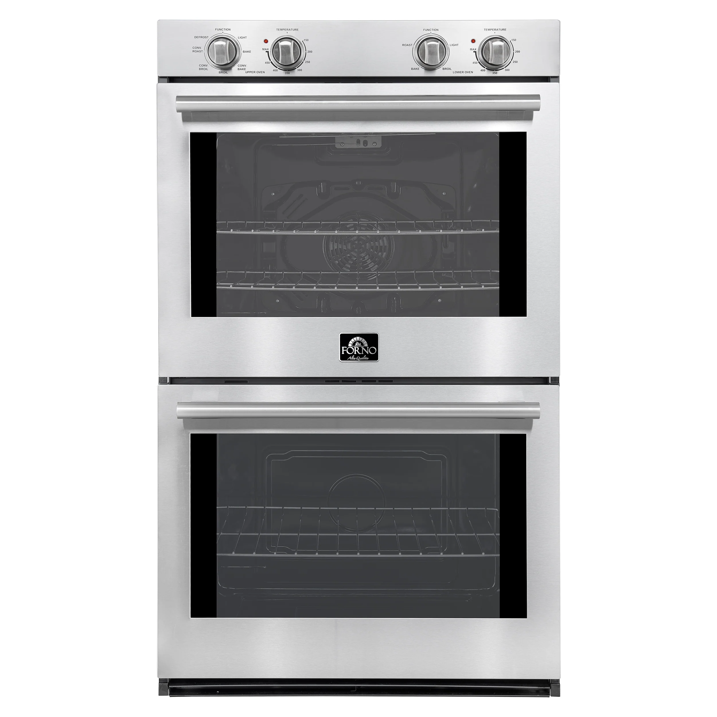 Forno Vomero 30-Inch Double Wall Oven, Stainless Steel, 10 cu.ft Total Capacity, 7100W Convection, Mechanical Controls, Self-Cleaning Function