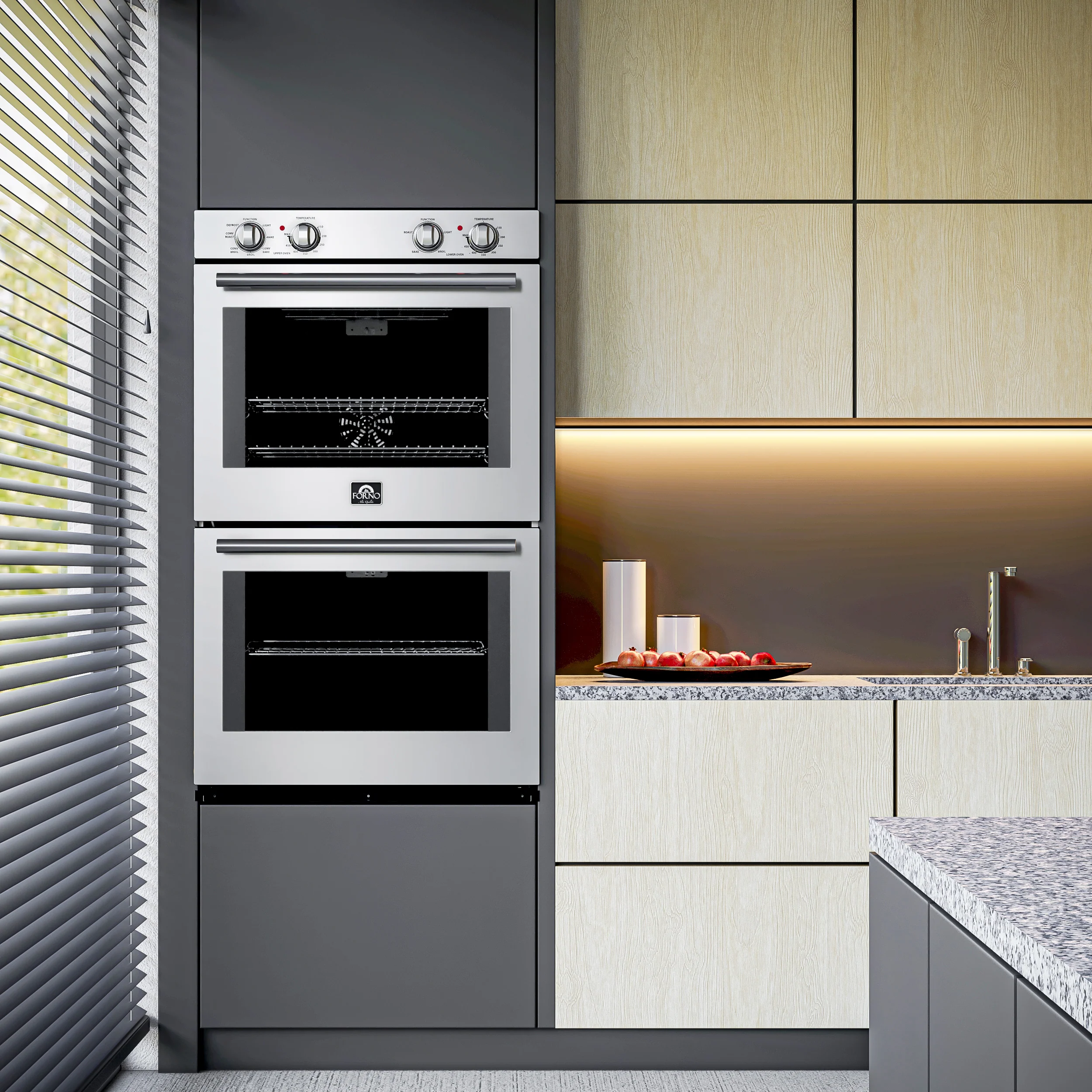 Forno Vomero 30-Inch Double Wall Oven, Stainless Steel, 10 cu.ft Total Capacity, 7100W Convection, Mechanical Controls, Self-Cleaning Function - Image 11