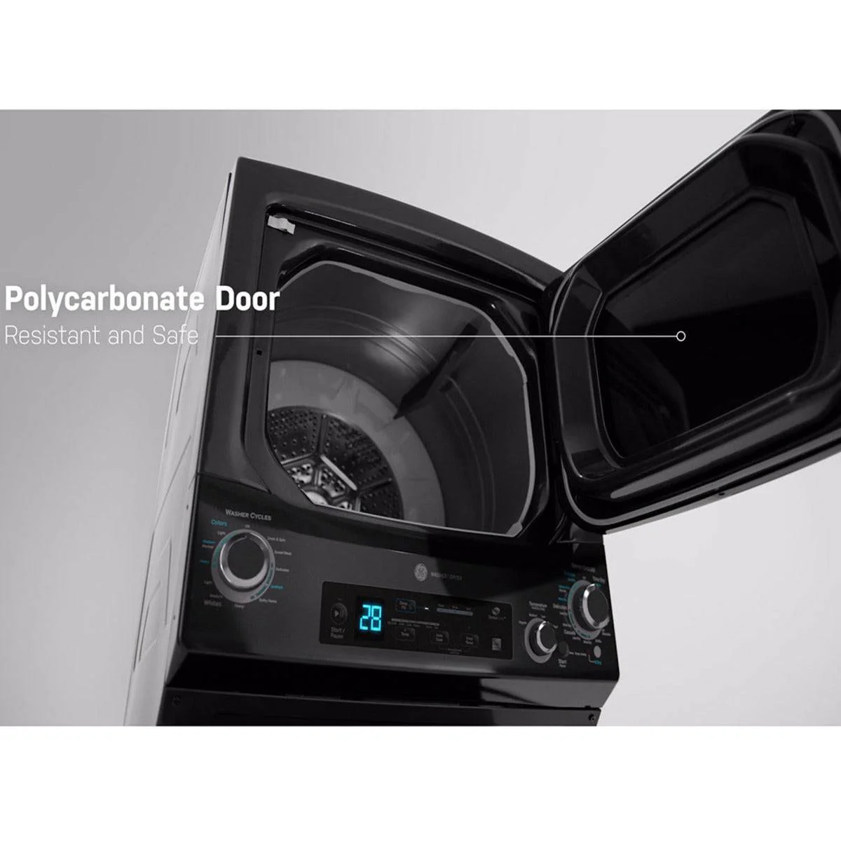 GUD57EEMTDG - LAUNDRY CENTERS - GE - Stacked Washer/Dryer -Gas - Black Stainless Steel - Open Box - Image 3