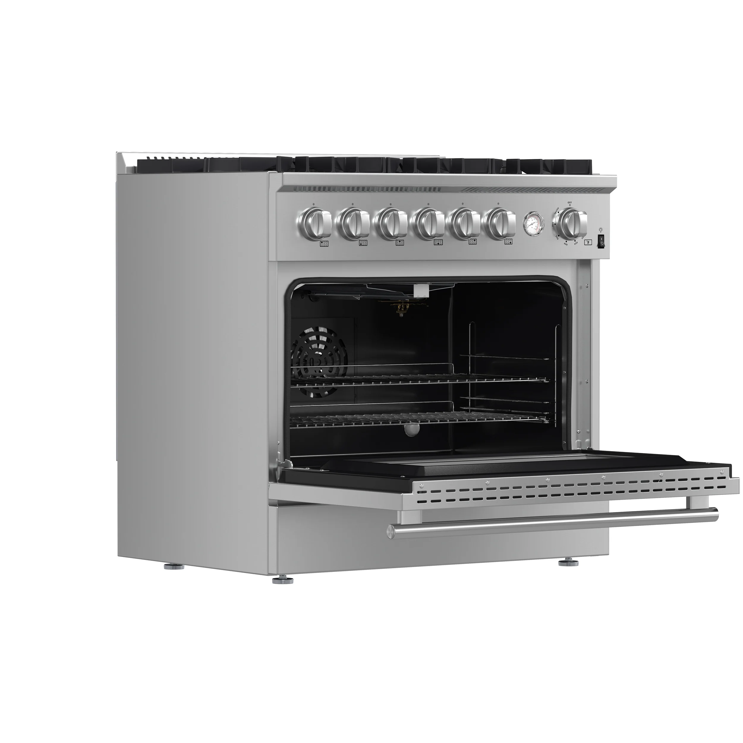 Marco 36-Inch Gas Range Stainless Steel, 6 Burners 67,000 BTU, 5.36 cu.ft. Convection Oven - Image 4