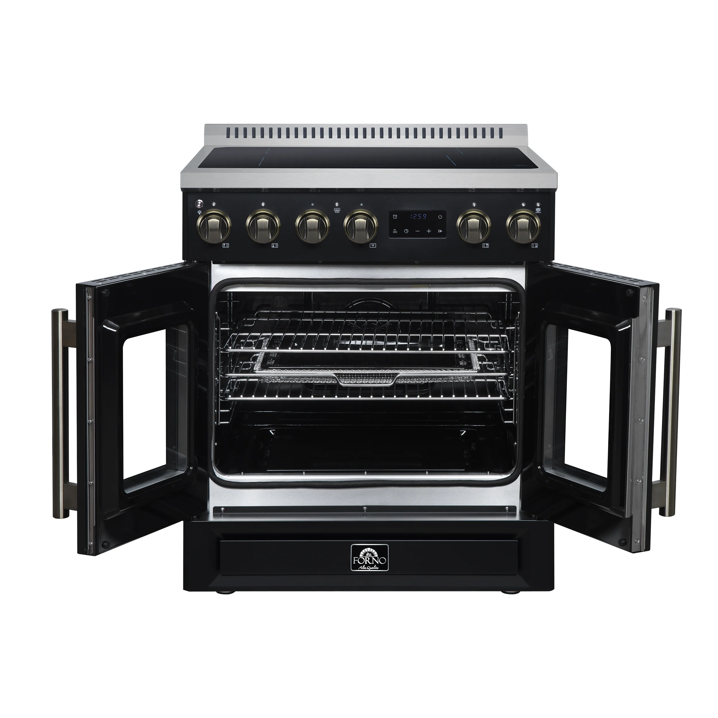 Torino French Door 30 Inch Induction Range with Air Fryer, Air Sous Vide & True Convection, Dual Broiler, Black - Image 2