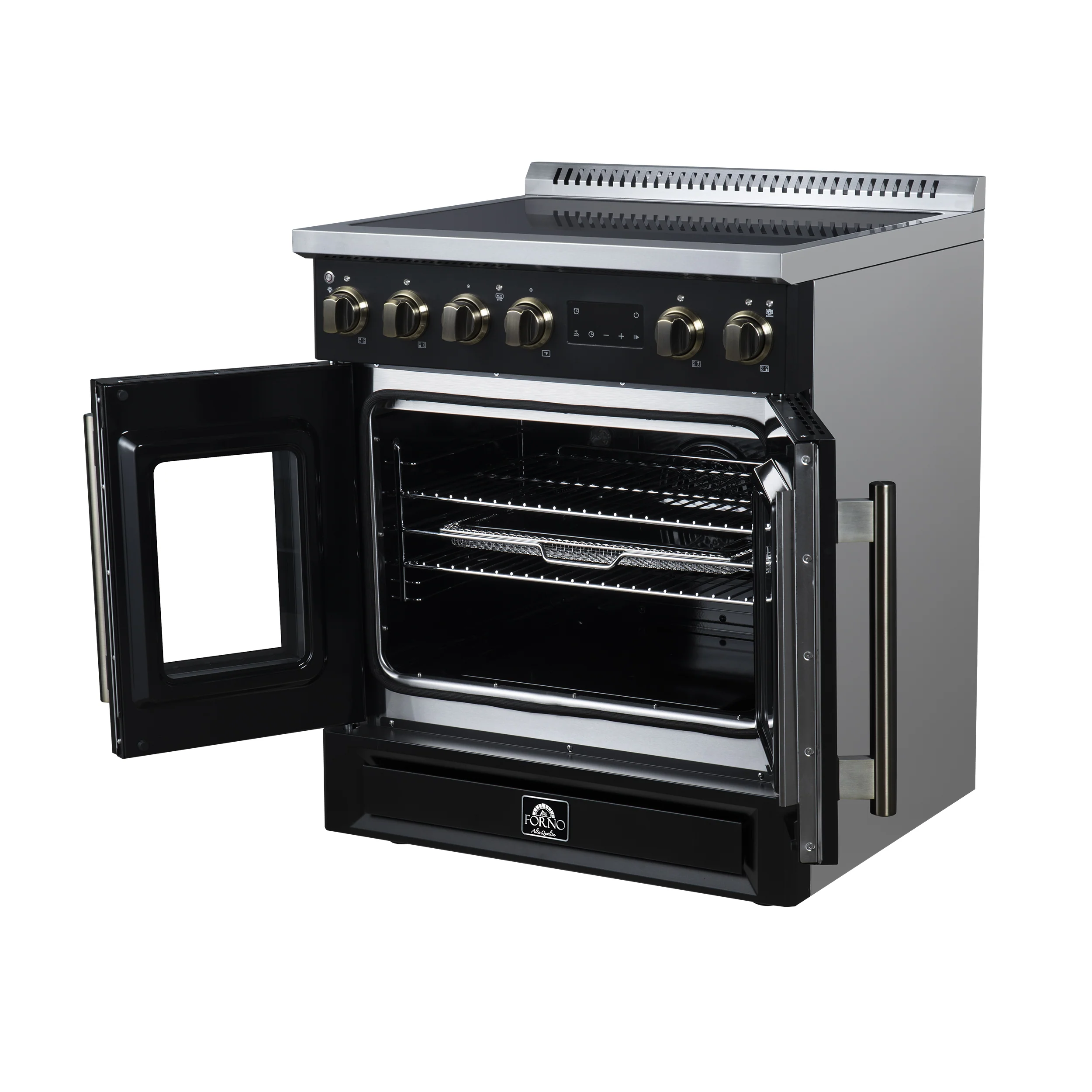 Torino French Door 30 Inch Induction Range with Air Fryer, Air Sous Vide & True Convection, Dual Broiler, Black - Image 6